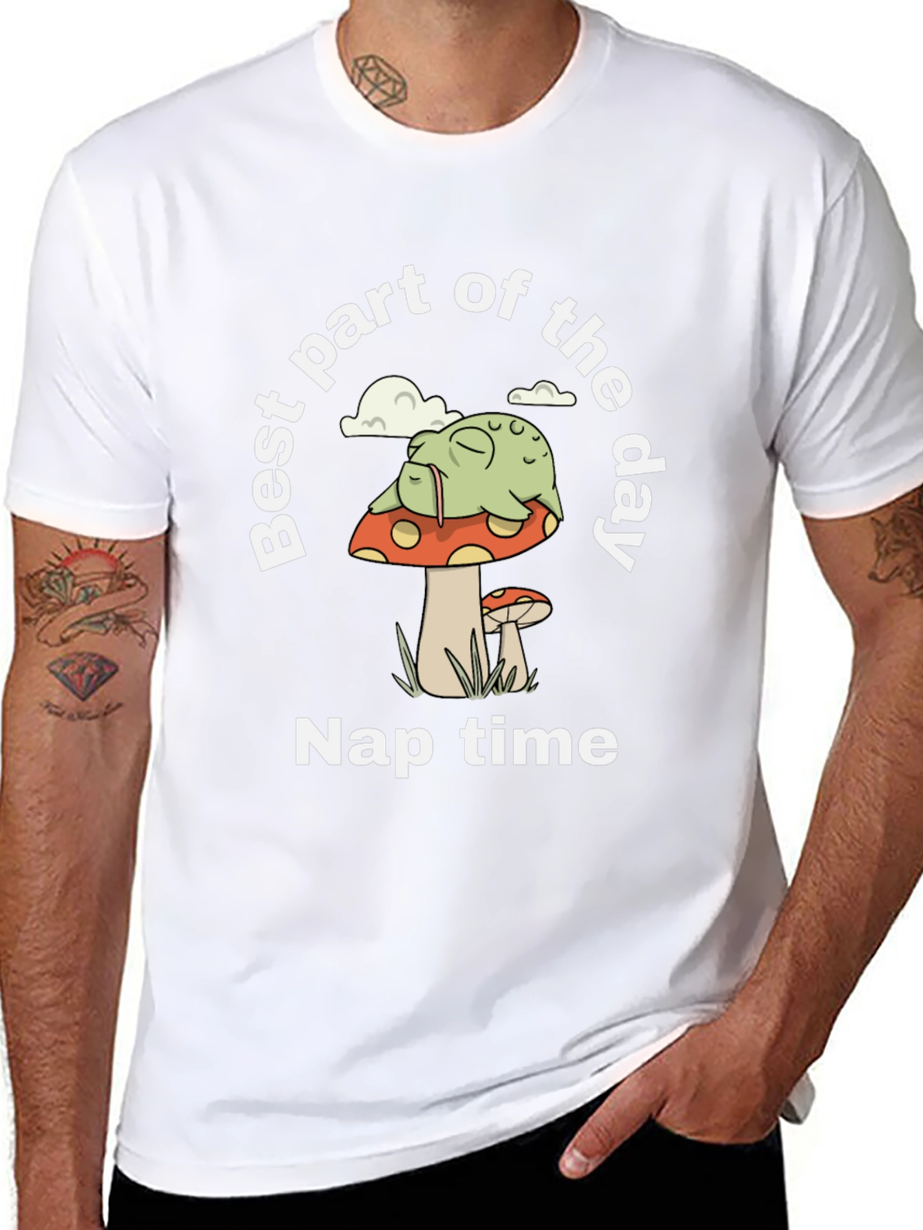 Nap Time Frog on Mushroom Graphic Tee