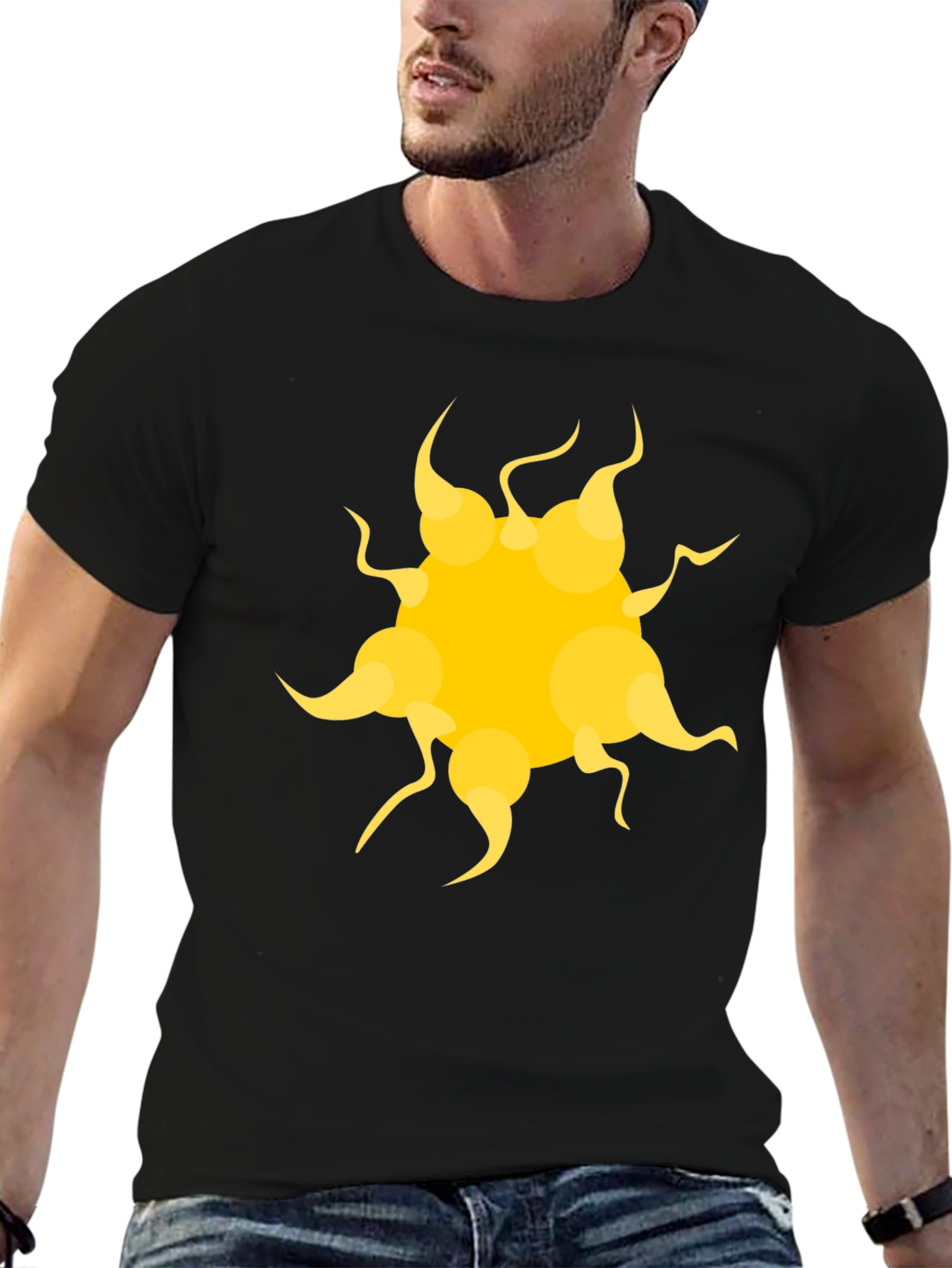 Graphic Sunburst Tee - Bold Yellow Design