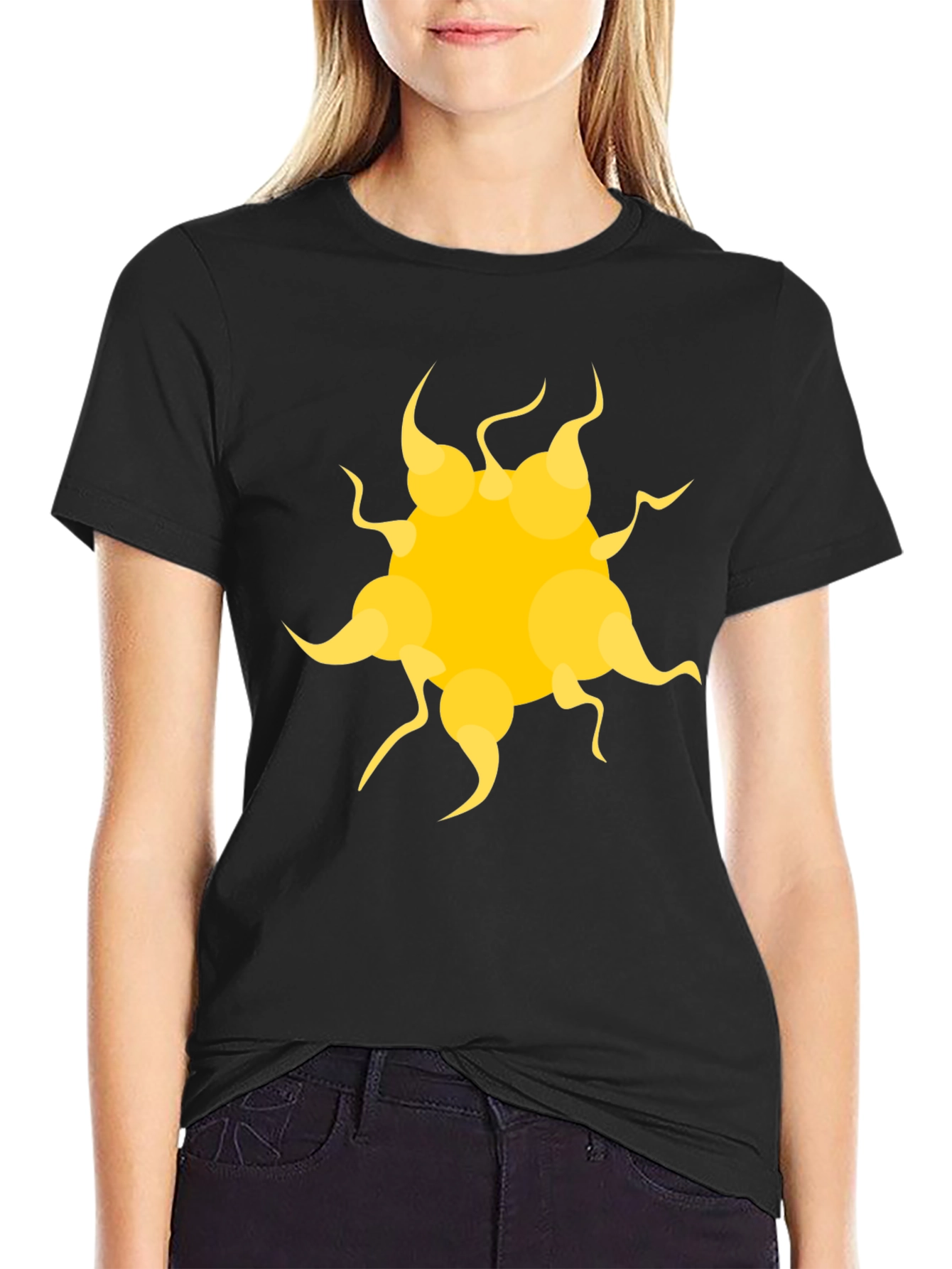 Graphic Sunburst Tee - Bold Yellow Design