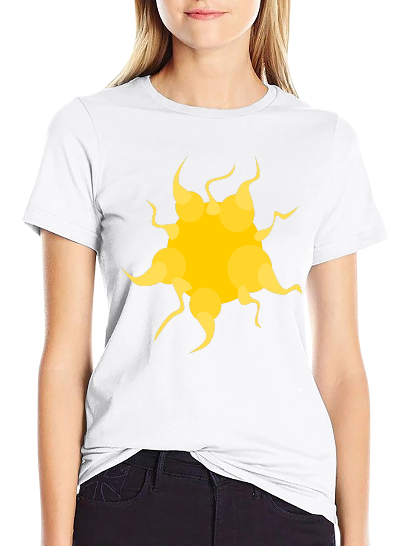Graphic Sunburst Tee - Bold Yellow Design