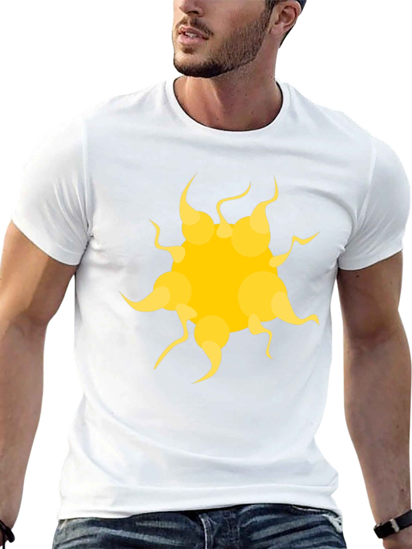 Graphic Sunburst Tee - Bold Yellow Design