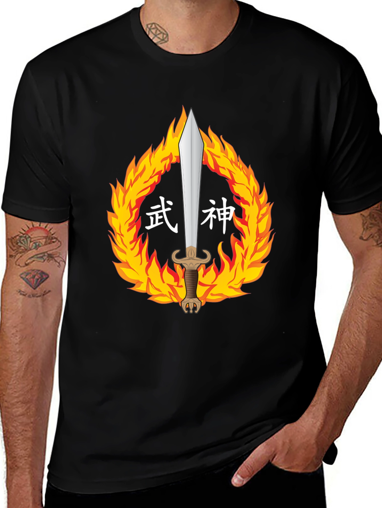 Warrior God Tee: Sword in Fire