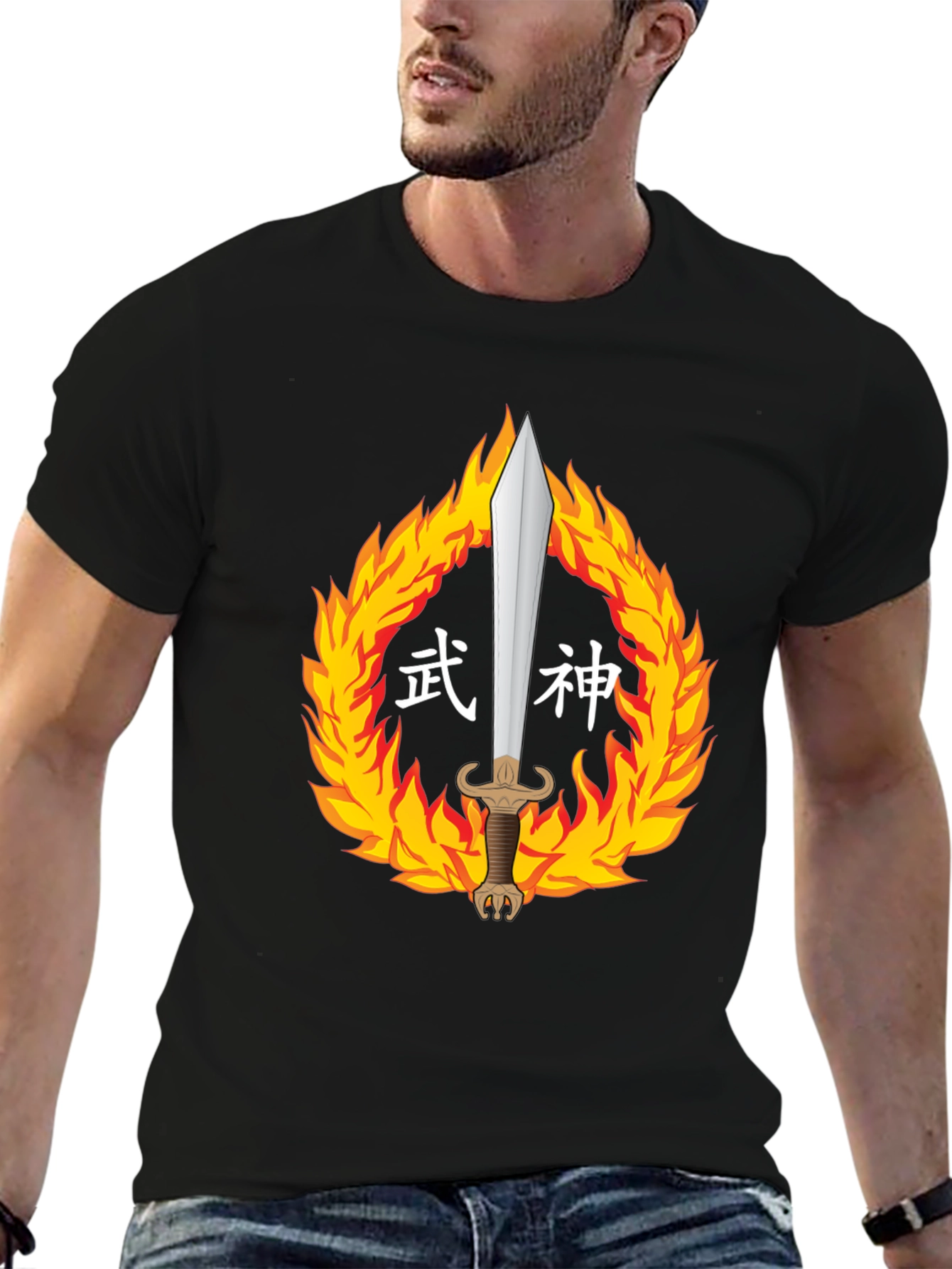 Warrior God Tee: Sword in Fire