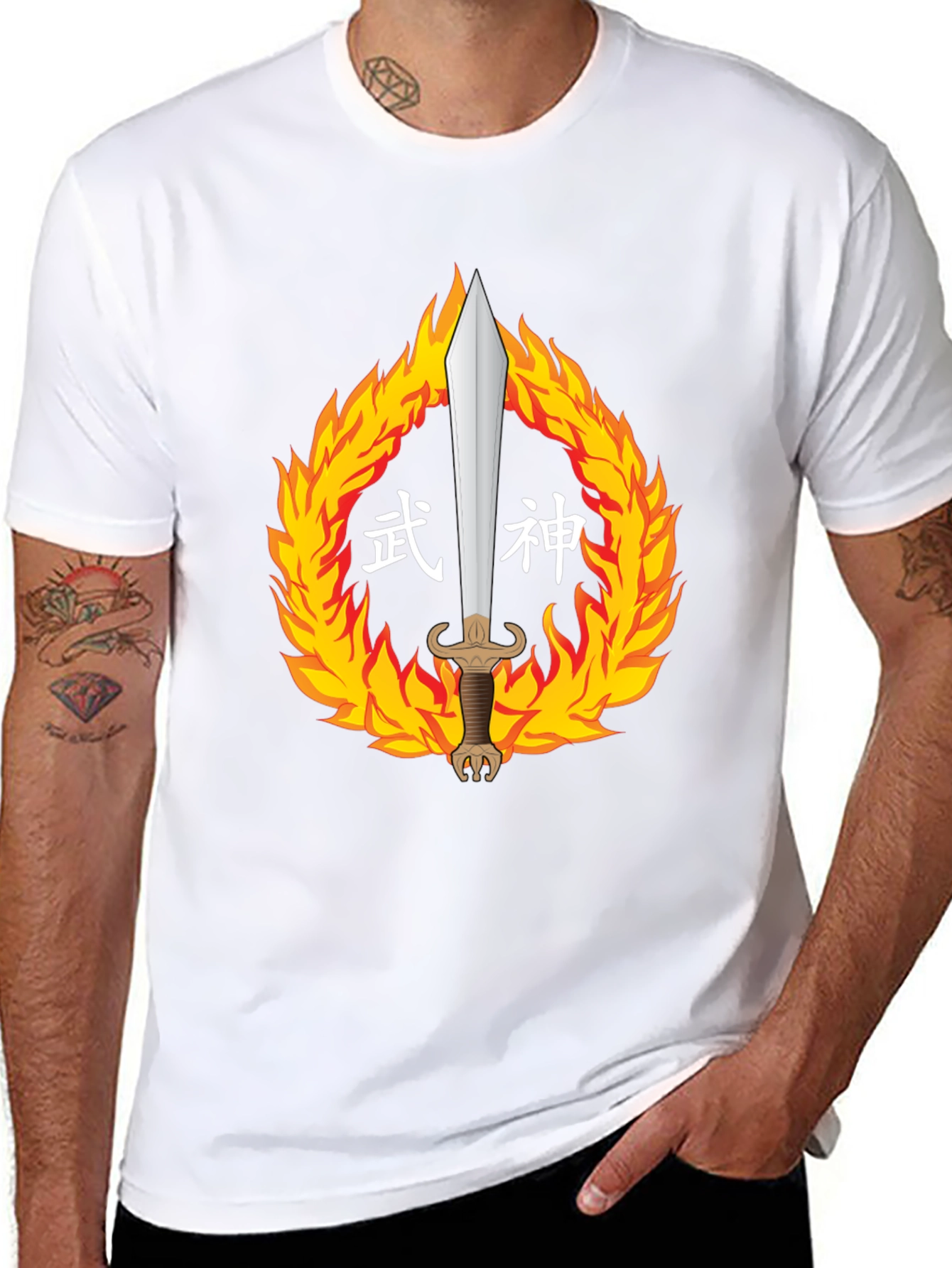 Warrior God Tee: Sword in Fire