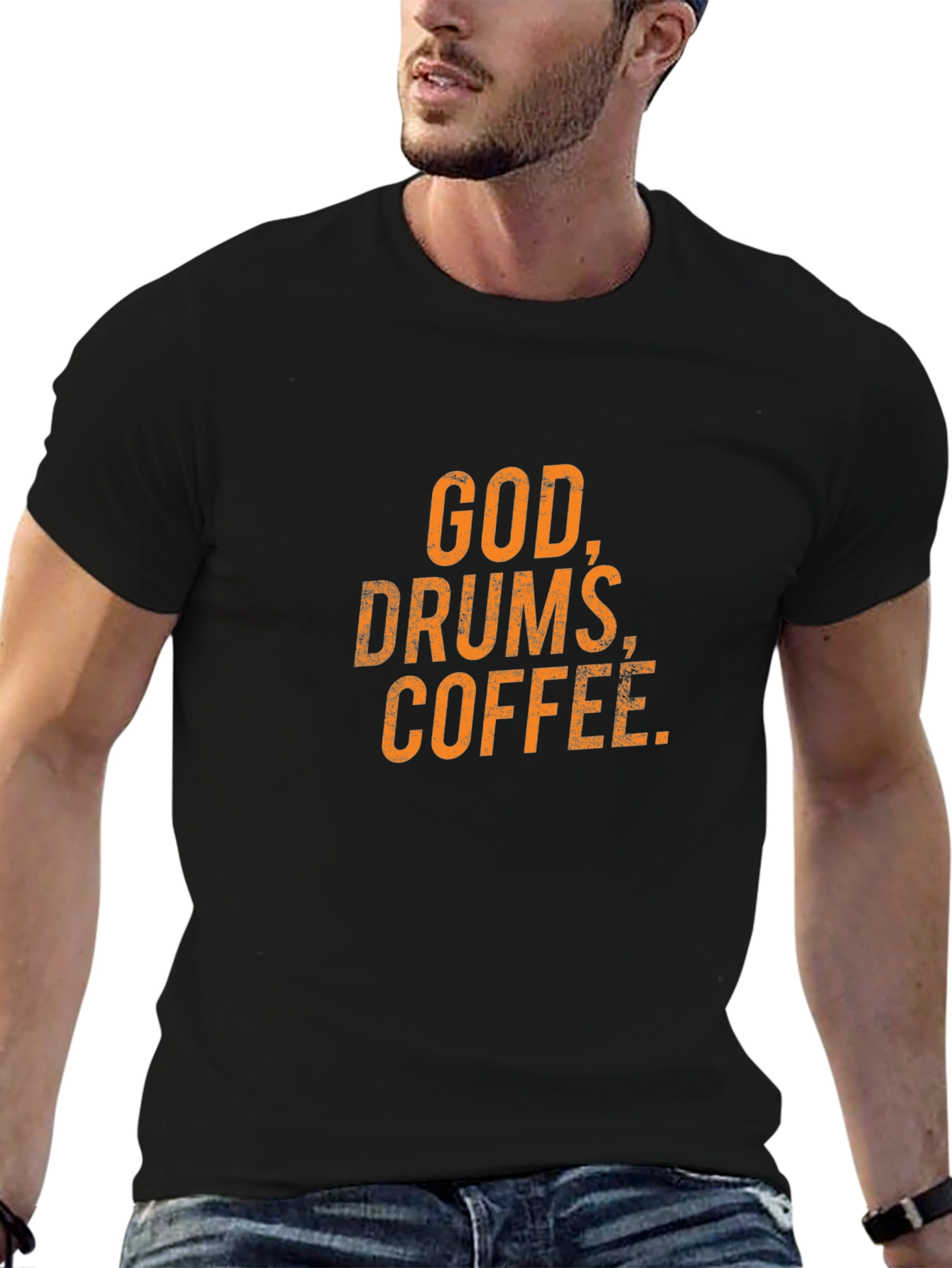 God Drums Coffee - Black Graphic Tee