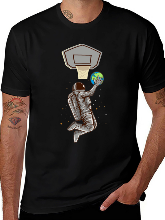 Astronaut Basketball Dunk Graphic Tee