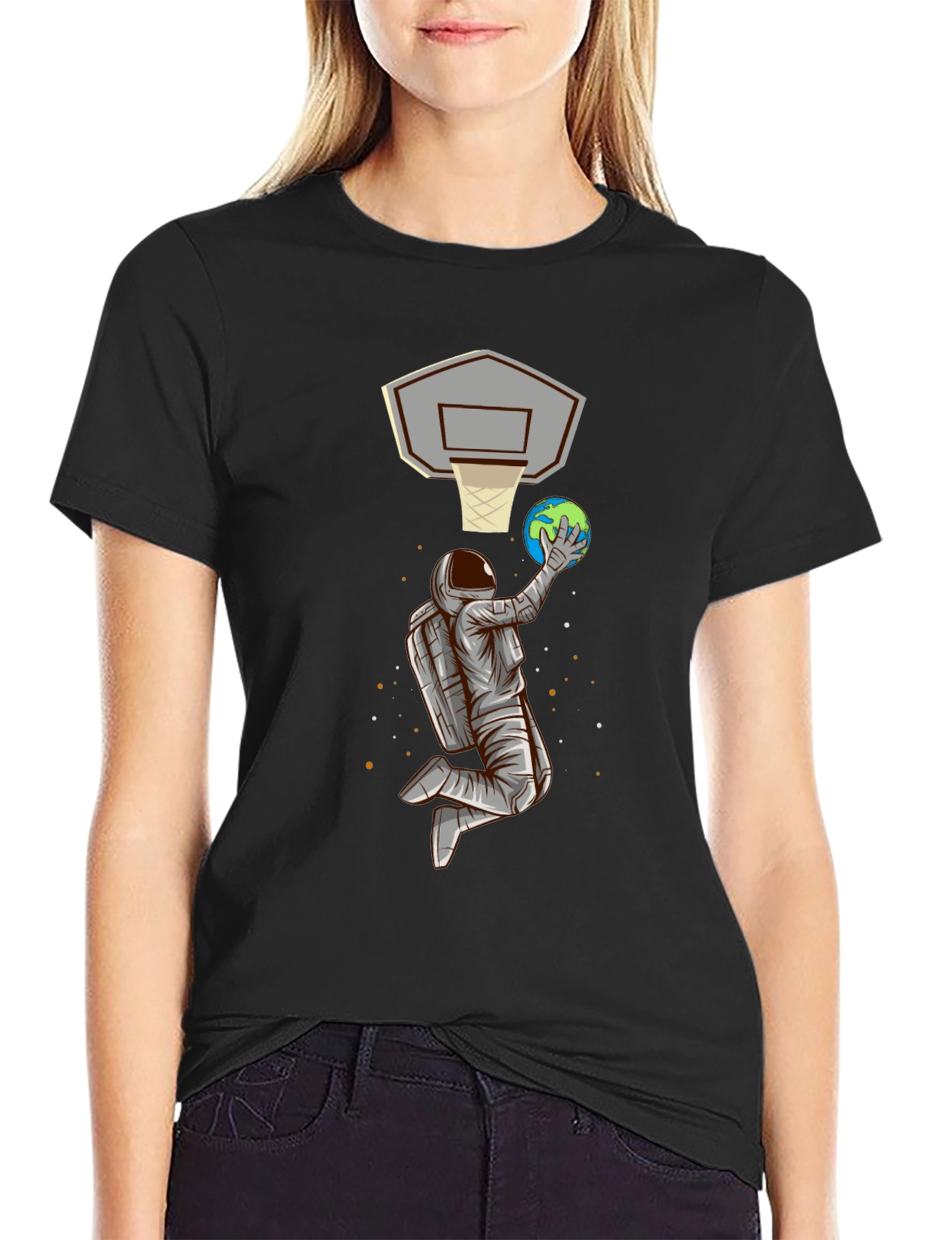 Astronaut Basketball Dunk Graphic Tee