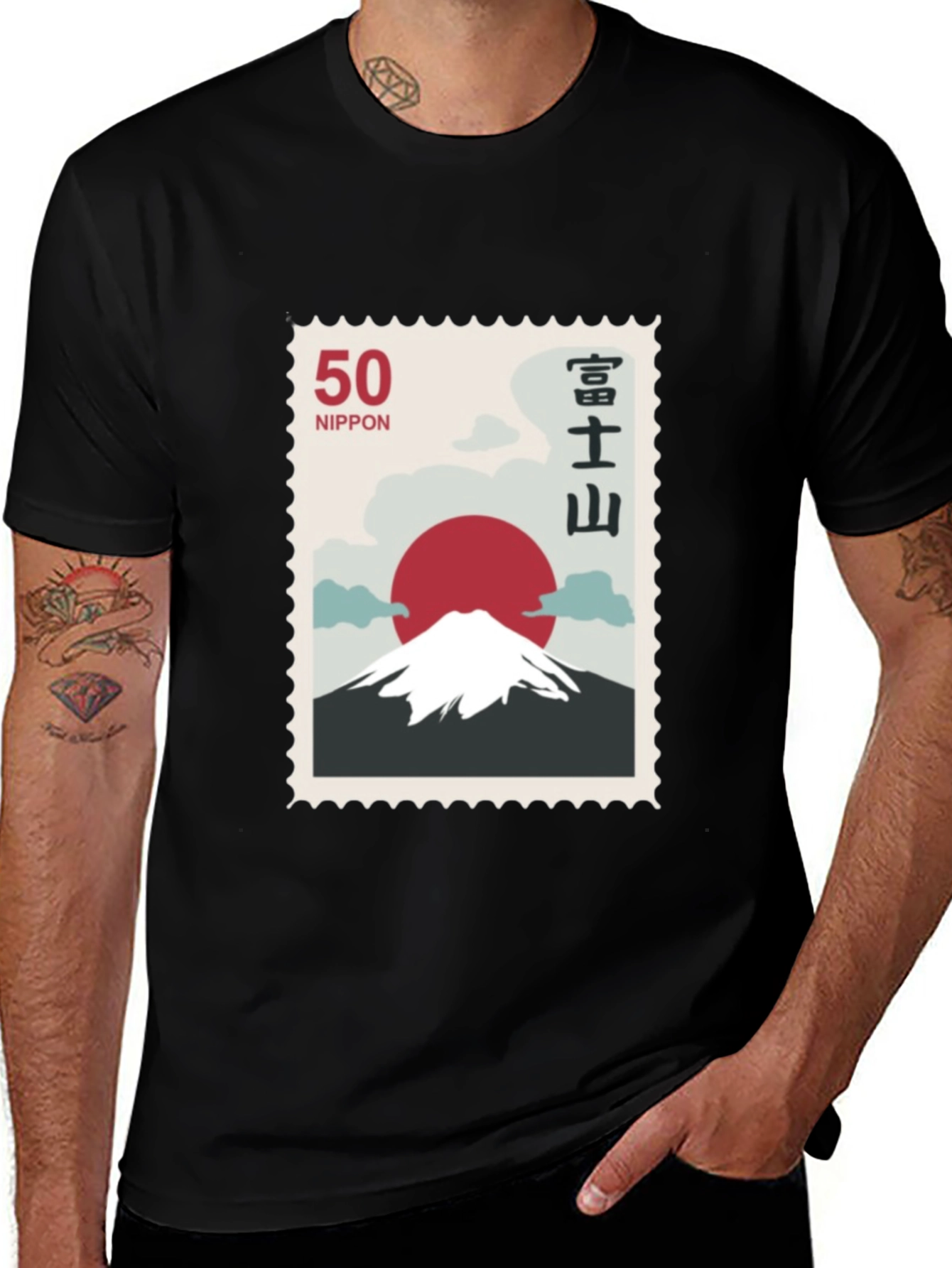 Japanese Mount Fuji Stamp T-Shirt