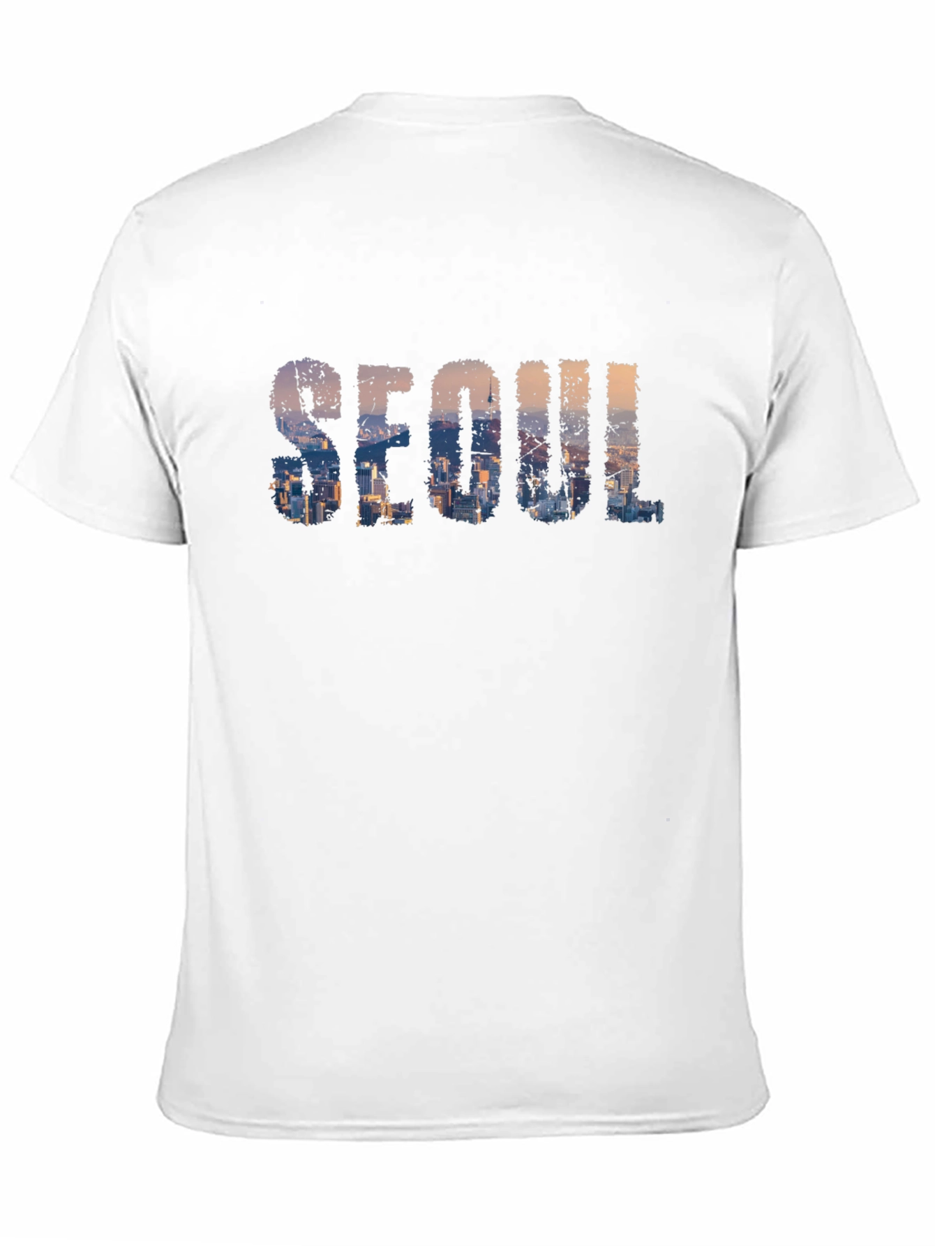 Seoul Skyline Graphic Print Black T-Shirt