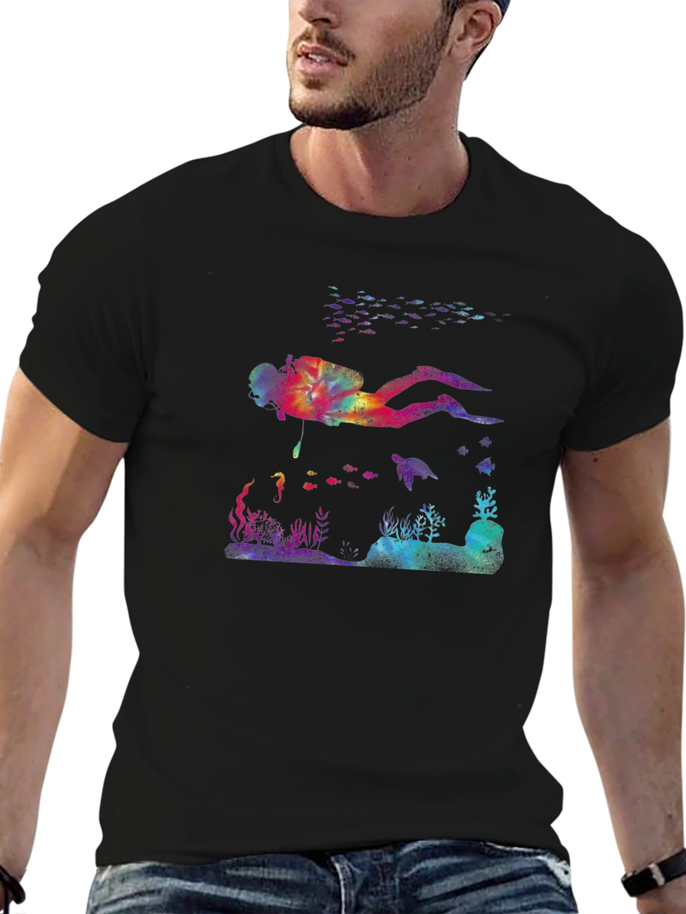 Scuba Diver Graphic Tee - Black