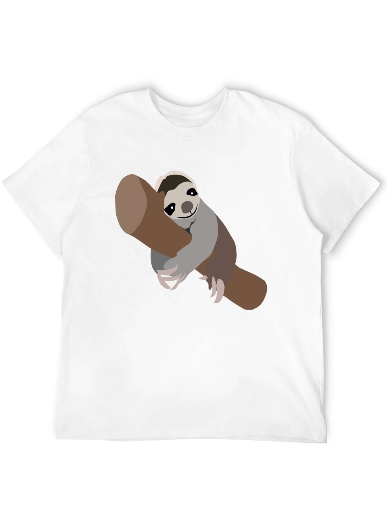 Cute Sloth on Branch Black T-Shirt