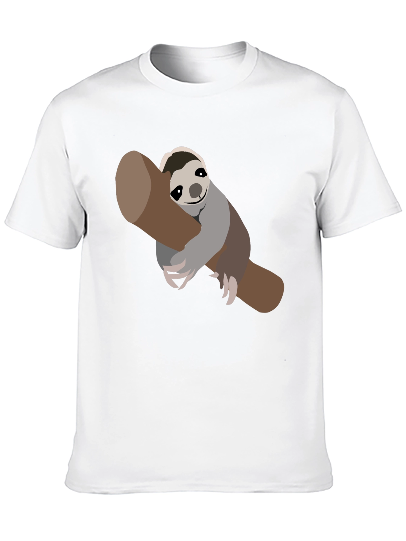 Cute Sloth on Branch Black T-Shirt