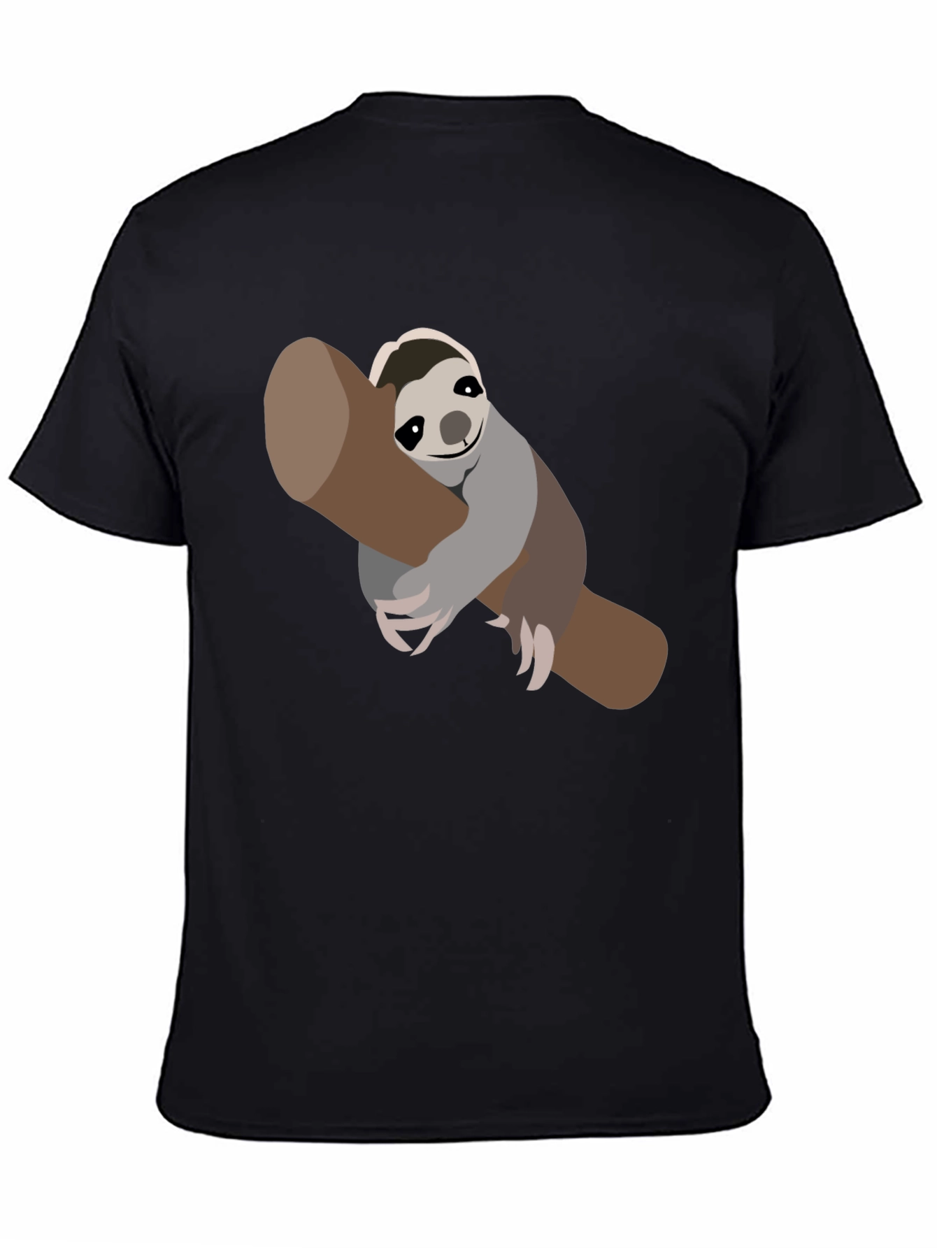 Cute Sloth on Branch Black T-Shirt
