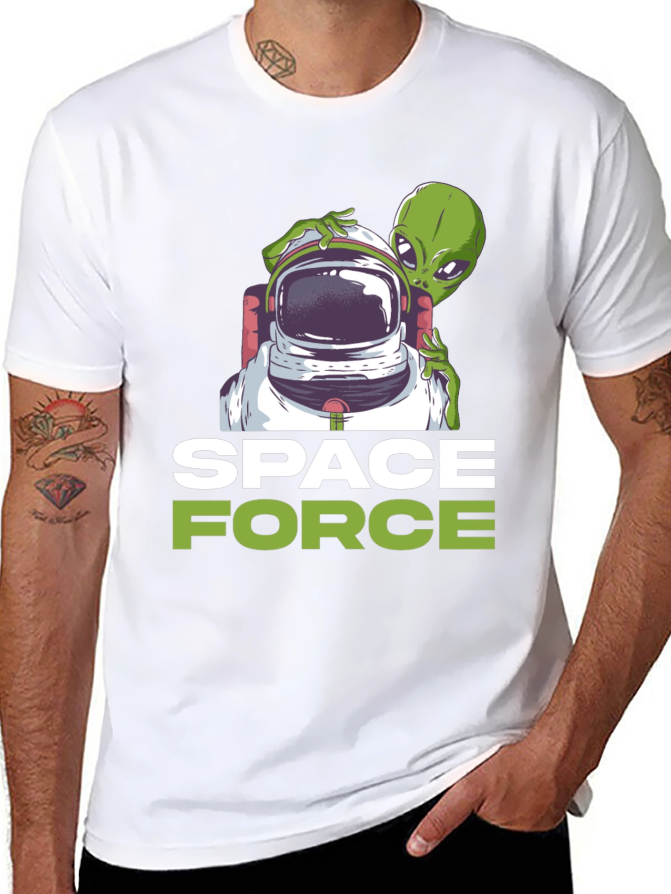 Space Force Alien Astronaut Graphic T-Shirt