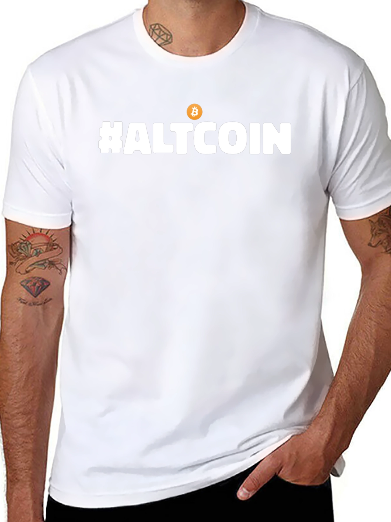 #Altcoin Bitcoin Cryptocurrency T-Shirt - Black Casual Fit