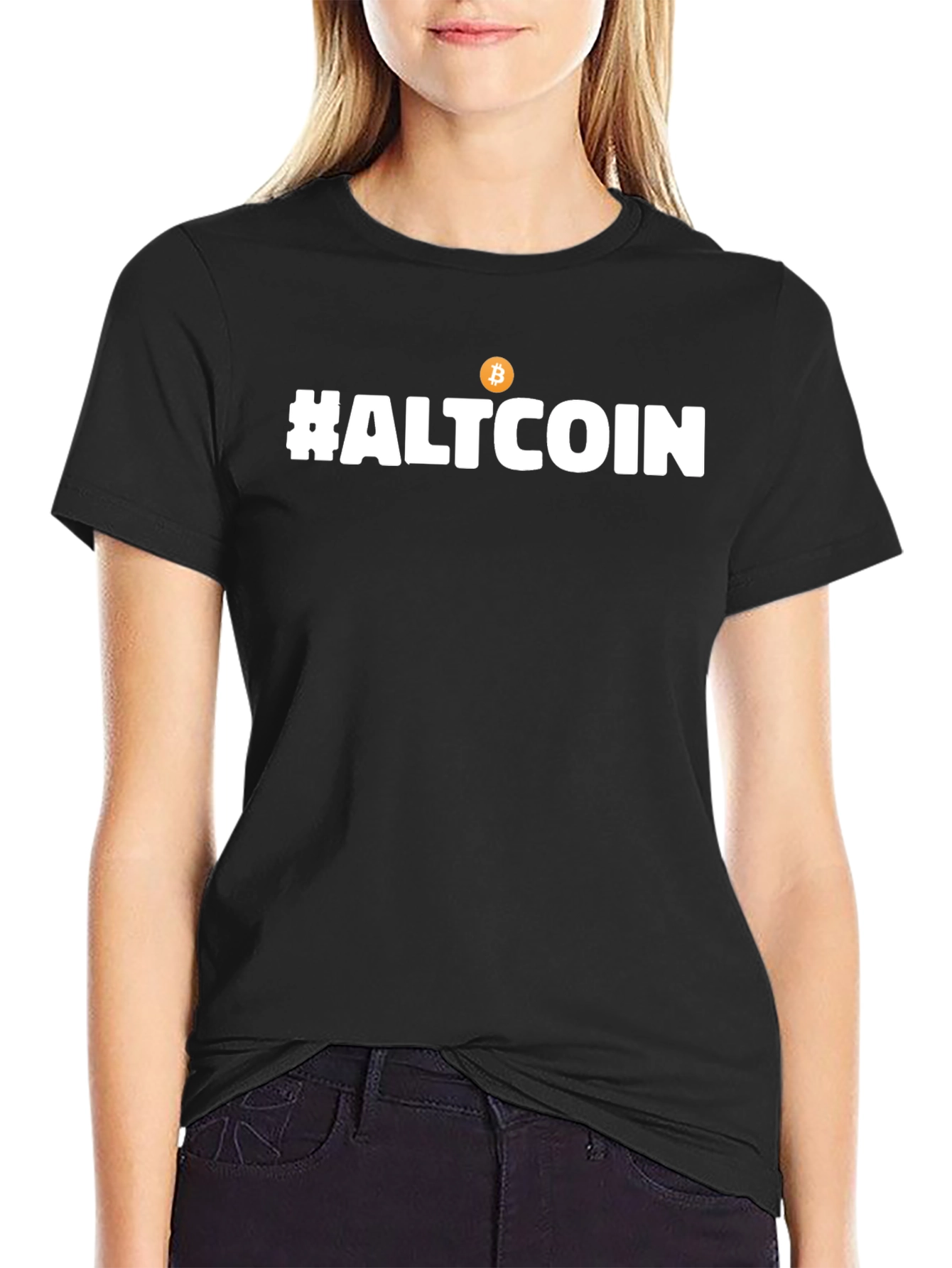 #Altcoin Bitcoin Cryptocurrency T-Shirt - Black Casual Fit
