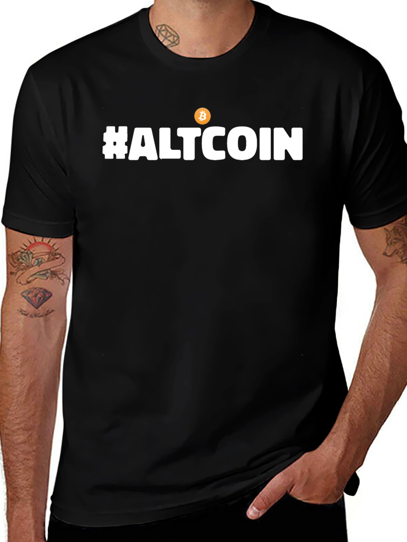 #Altcoin Bitcoin Cryptocurrency T-Shirt - Black Casual Fit