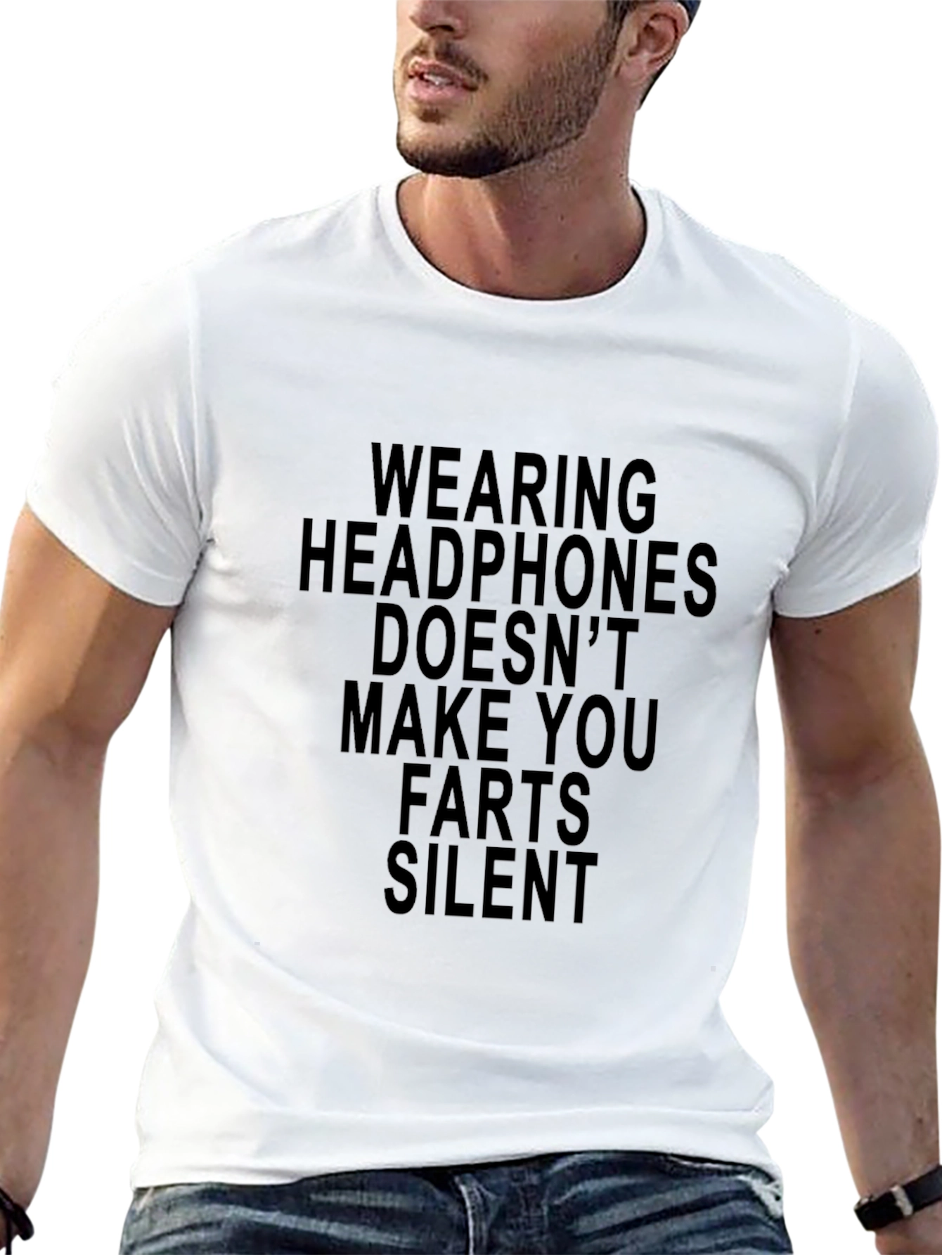 Funny Graphic T-Shirt: Headphones Farts Silent