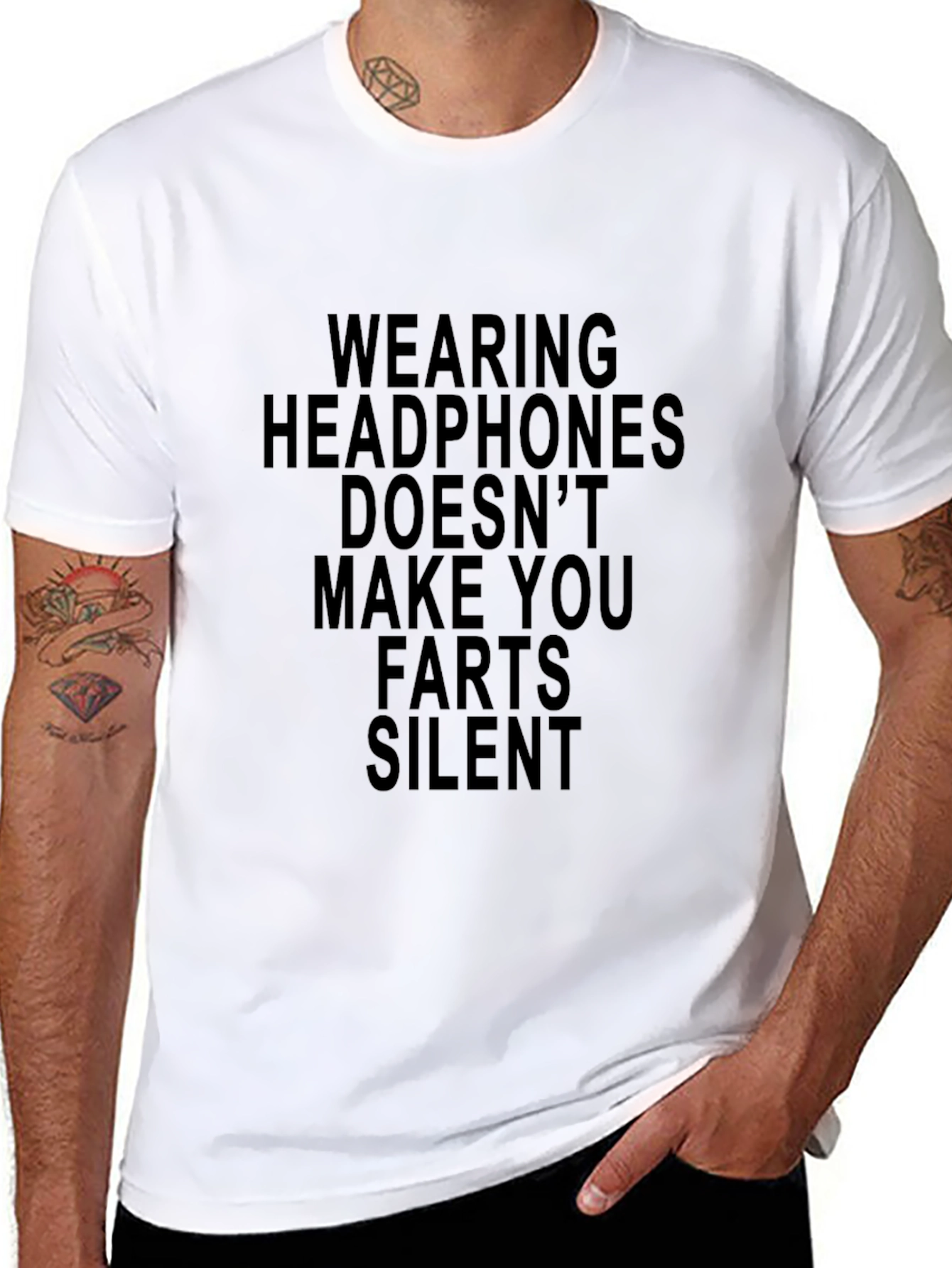 Funny Graphic T-Shirt: Headphones Farts Silent