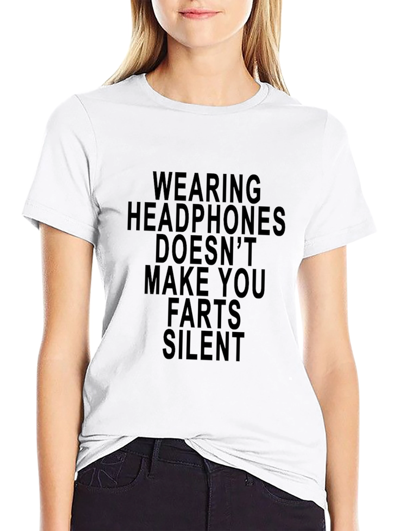 Funny Graphic T-Shirt: Headphones Farts Silent