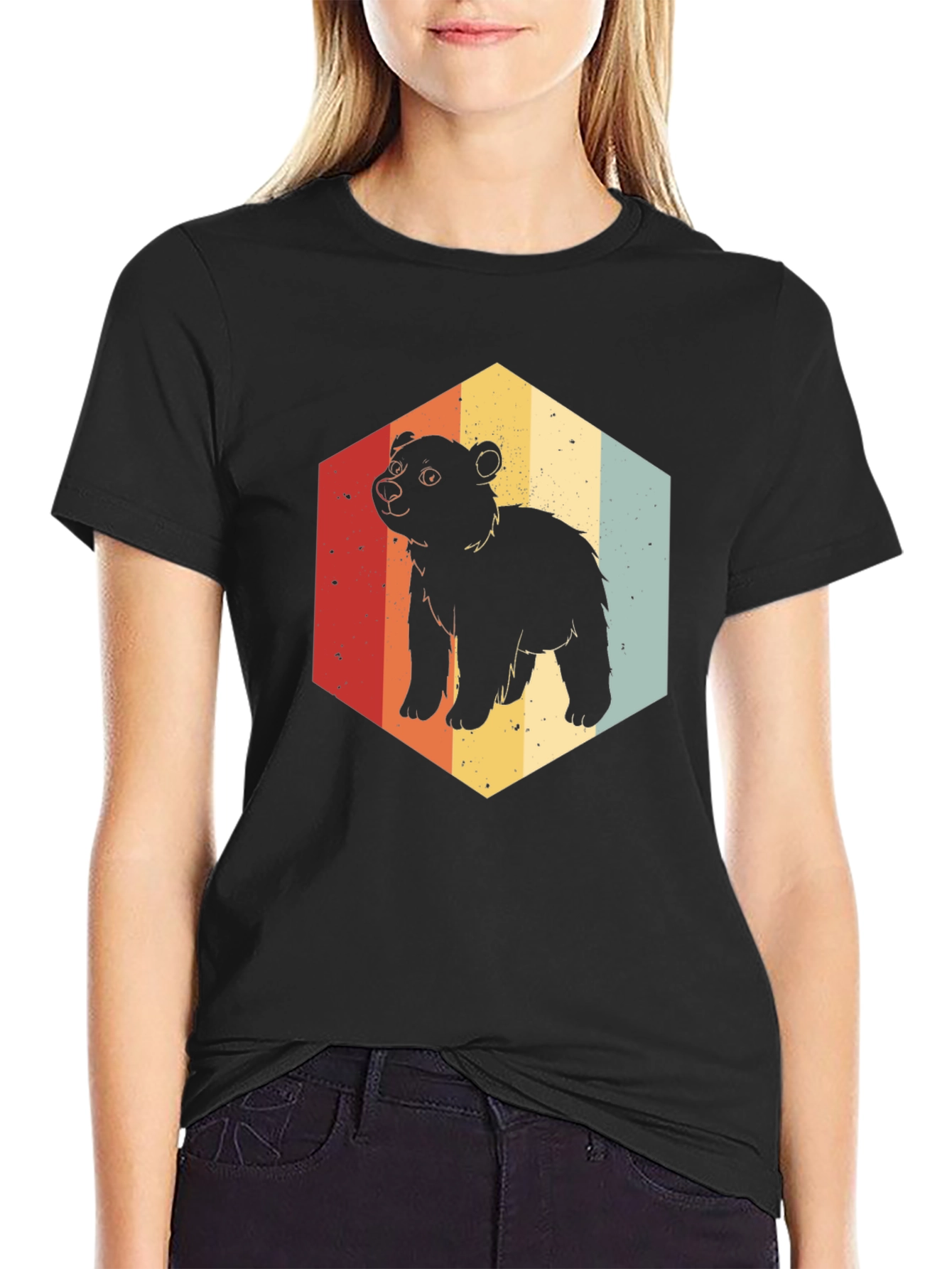 Retro Bear Hexagon Graphic Tee