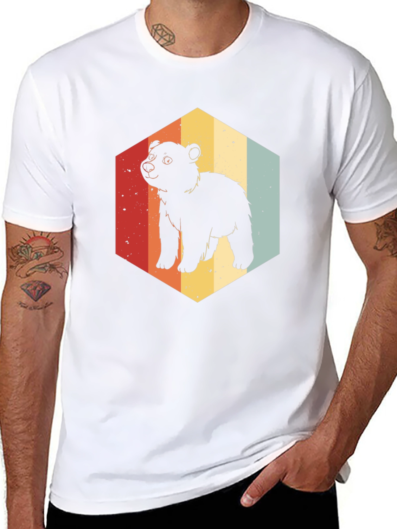 Retro Bear Hexagon Graphic Tee