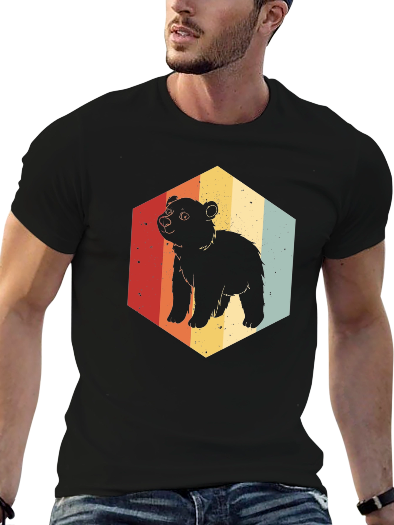 Retro Bear Hexagon Graphic Tee