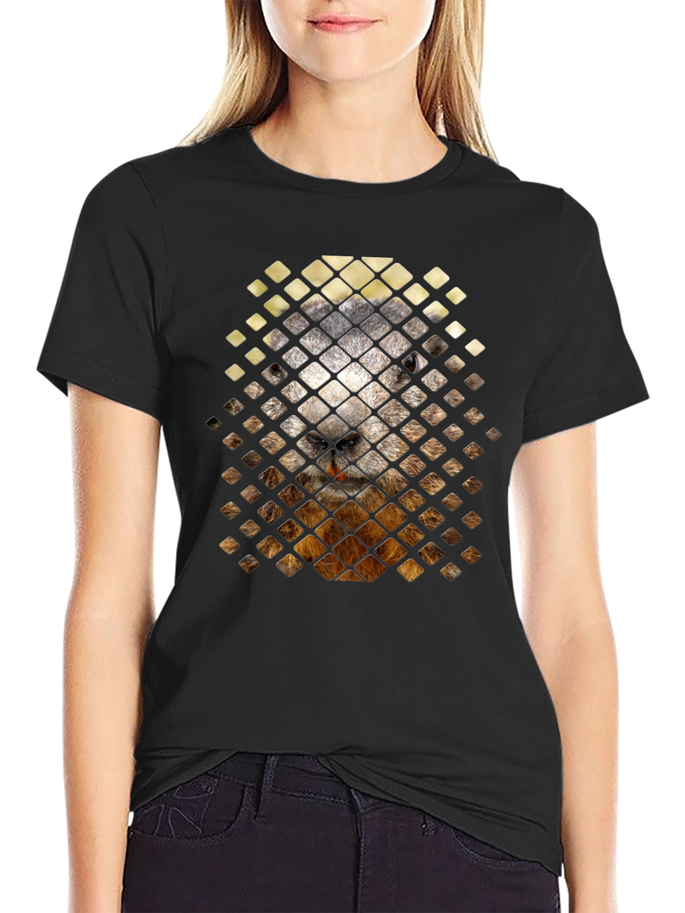 Groundhog Grid Tee - Unique Animal Graphic T-Shirt