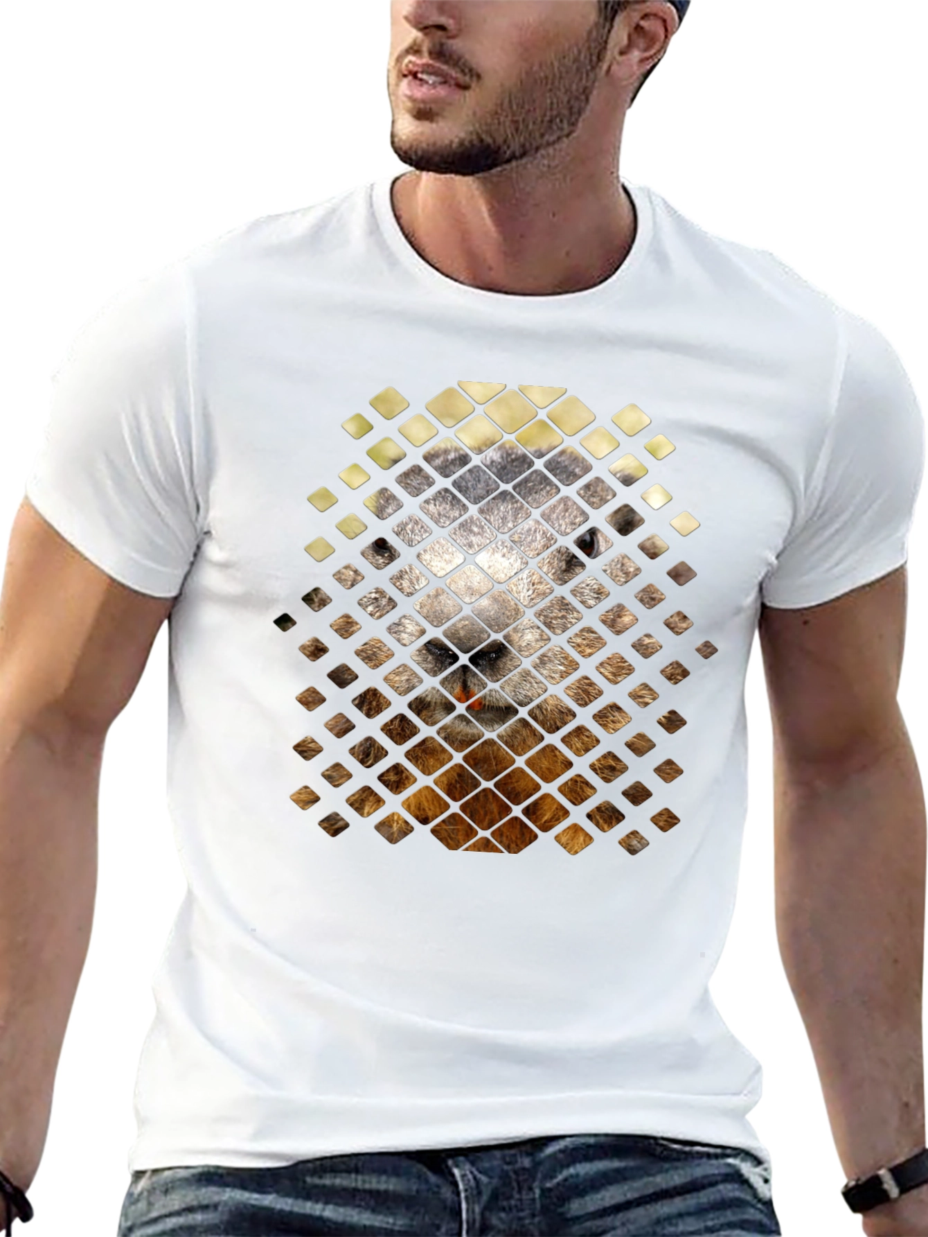 Groundhog Grid Tee - Unique Animal Graphic T-Shirt