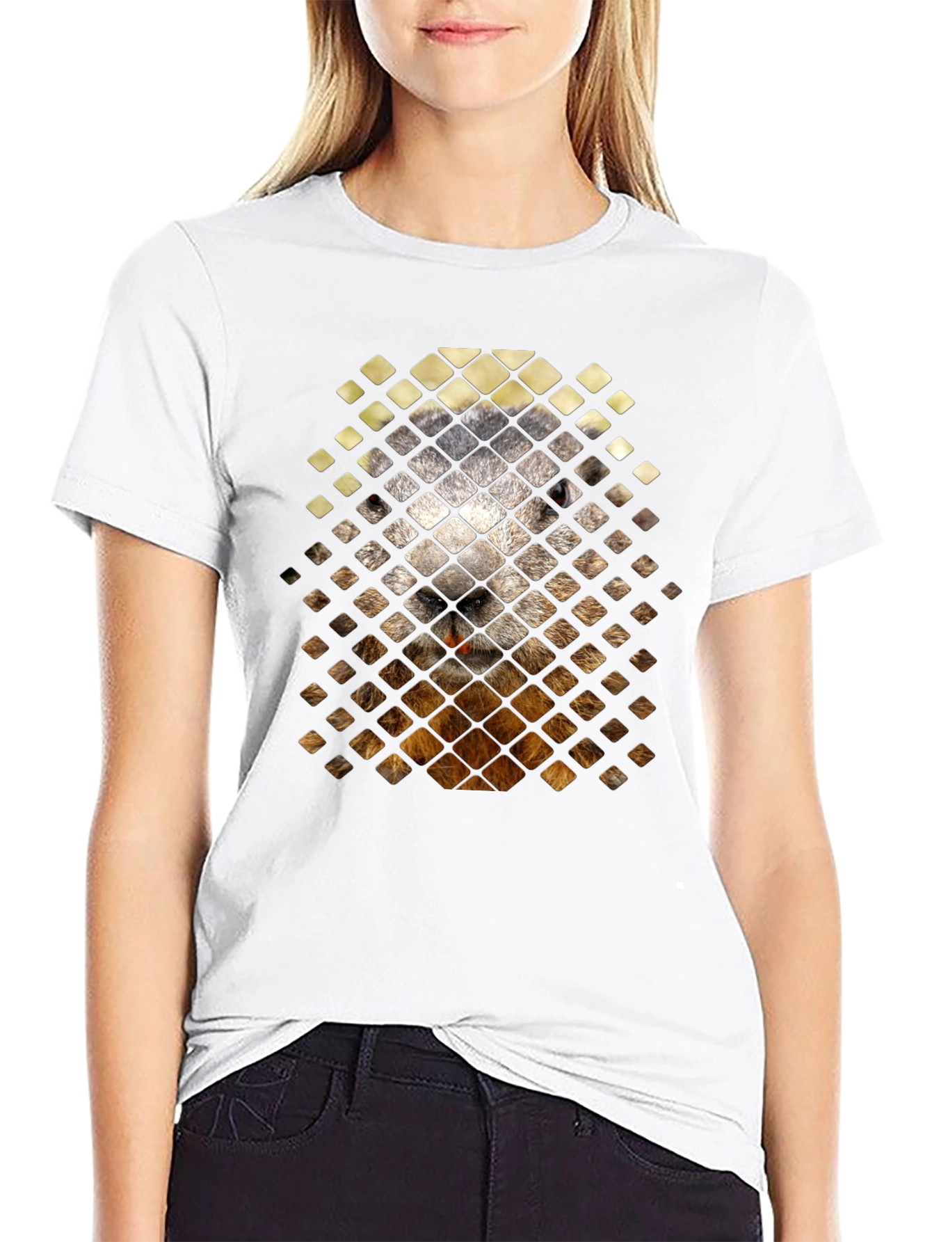 Groundhog Grid Tee - Unique Animal Graphic T-Shirt