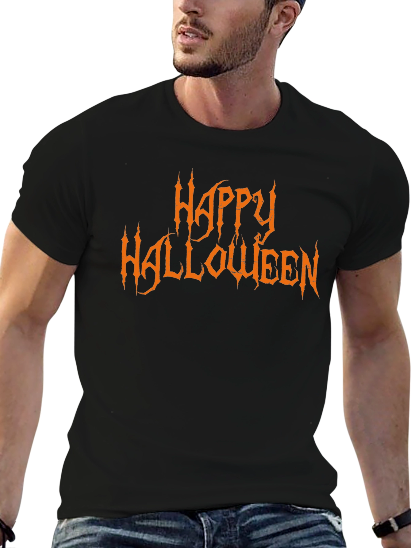 Happy Halloween Graphic Black T-Shirt