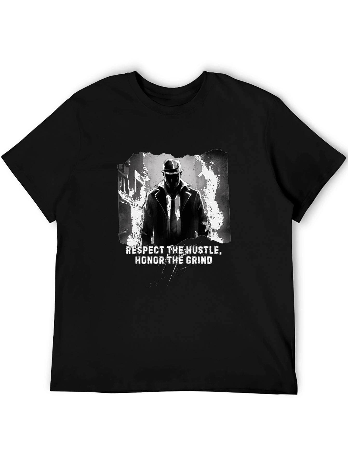 Respect the Hustle Honor Grind Black Graphic Tee