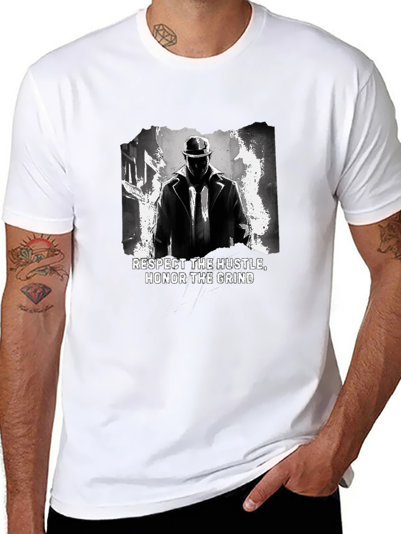 Respect the Hustle Honor Grind Black Graphic Tee