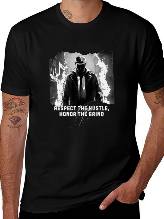 Respect the Hustle Honor Grind Black Graphic Tee