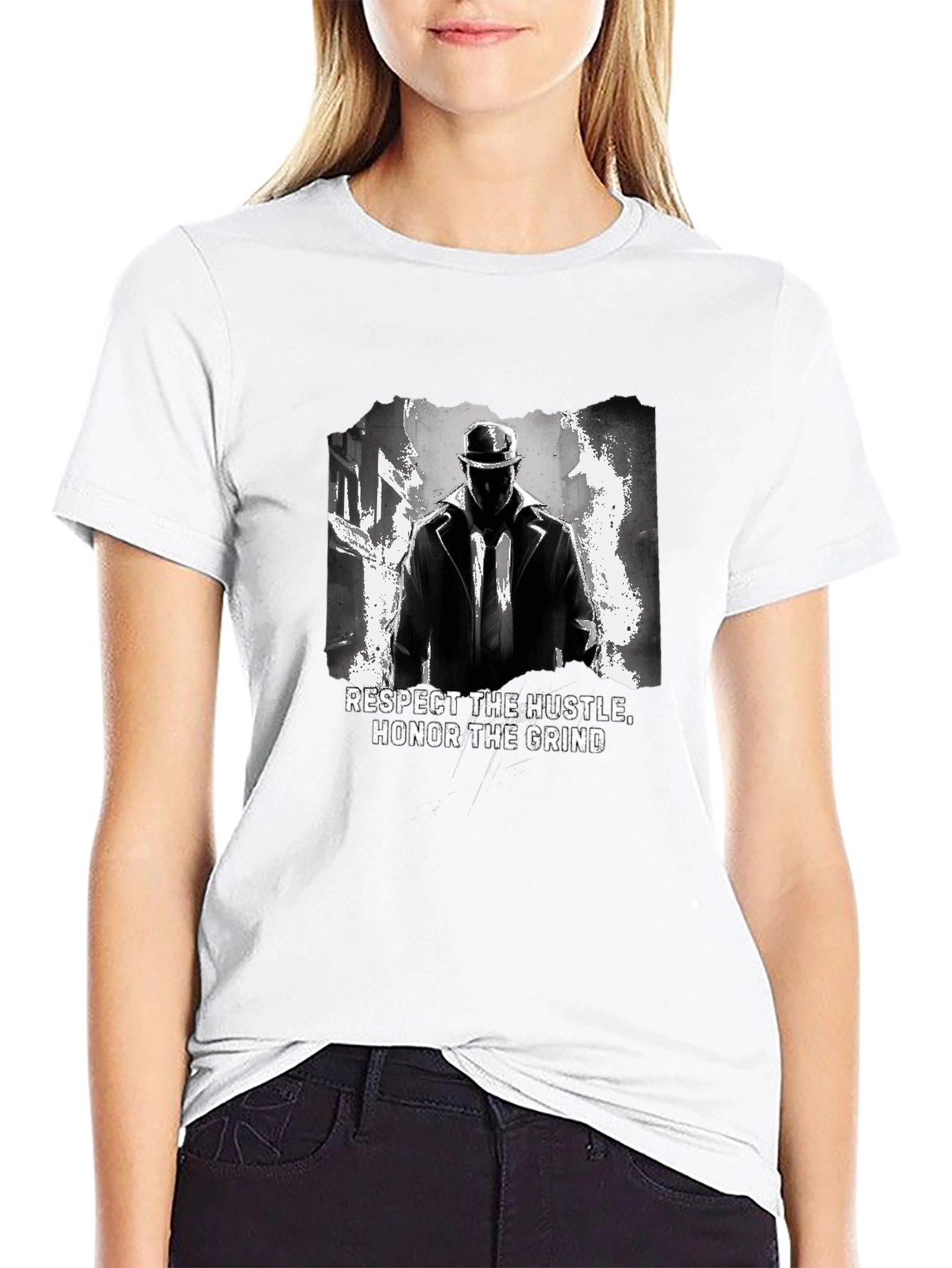 Respect the Hustle Honor Grind Black Graphic Tee