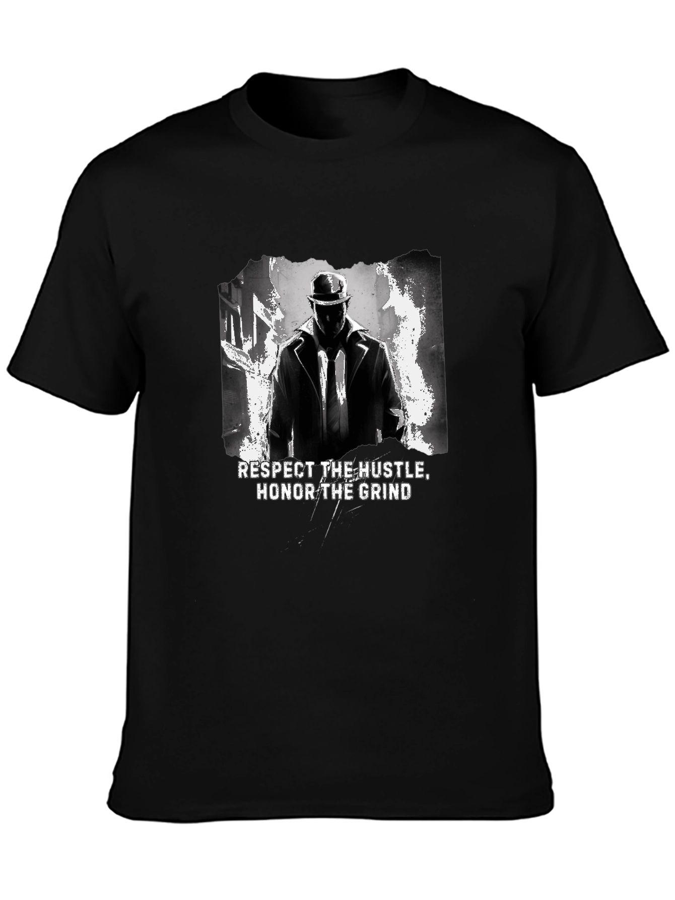 Respect the Hustle Honor Grind Black Graphic Tee