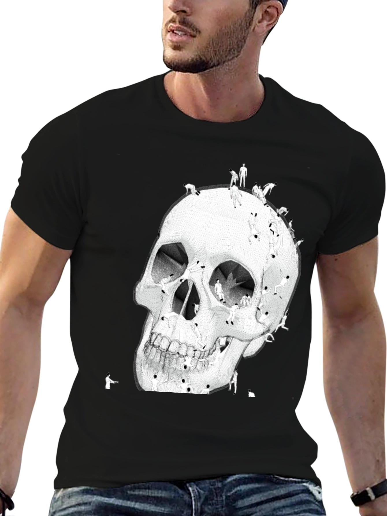 Skull Art Graphic T-Shirt - Black