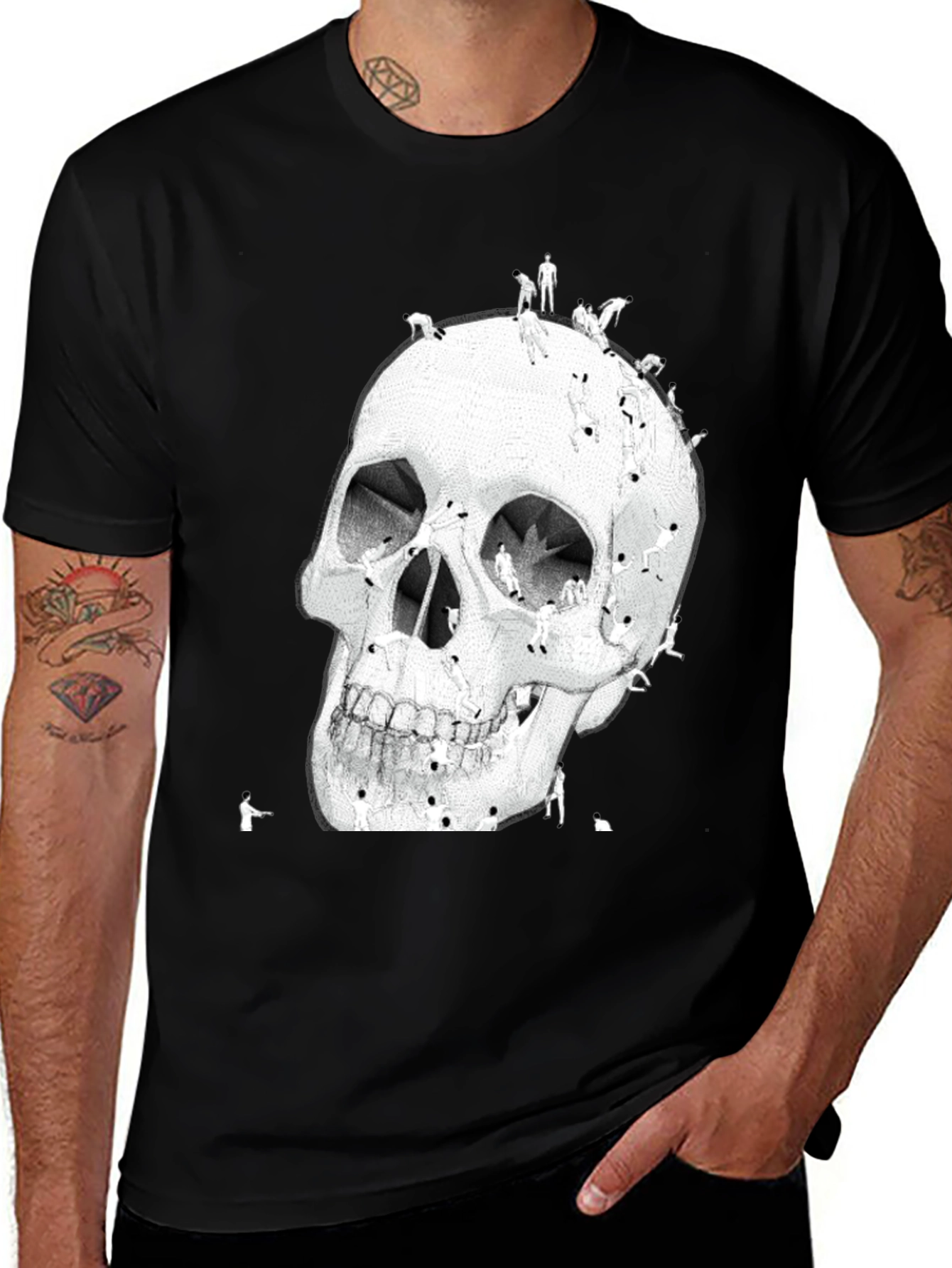 Skull Art Graphic T-Shirt - Black
