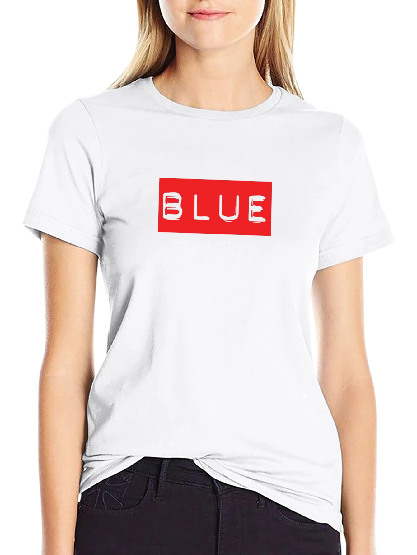Black T-Shirt with Red BLUE Graphic