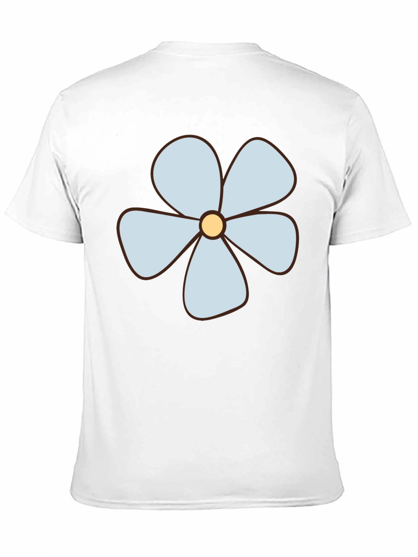 Black T-Shirt with Light Blue Flower Graphic