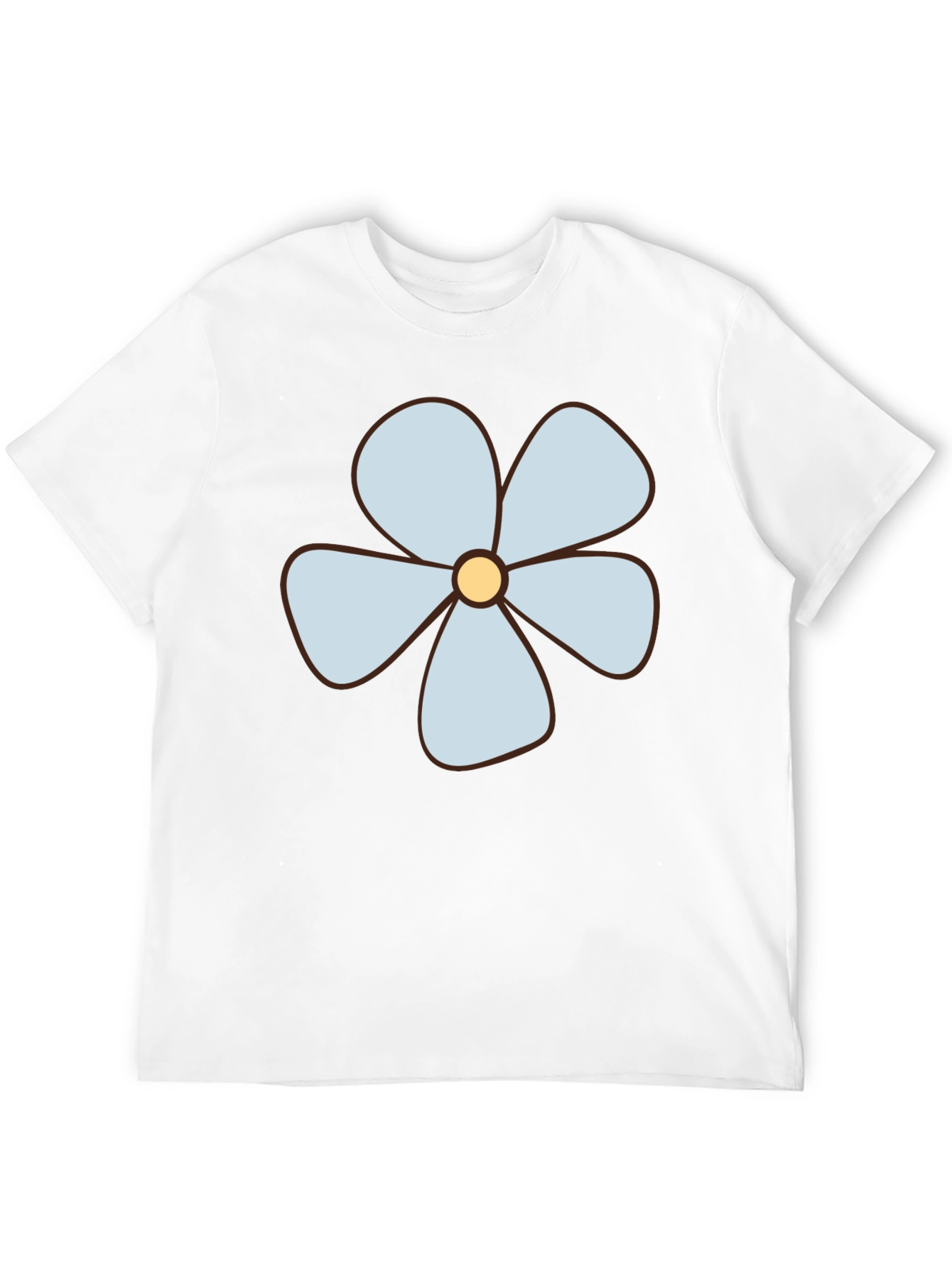 Black T-Shirt with Light Blue Flower Graphic