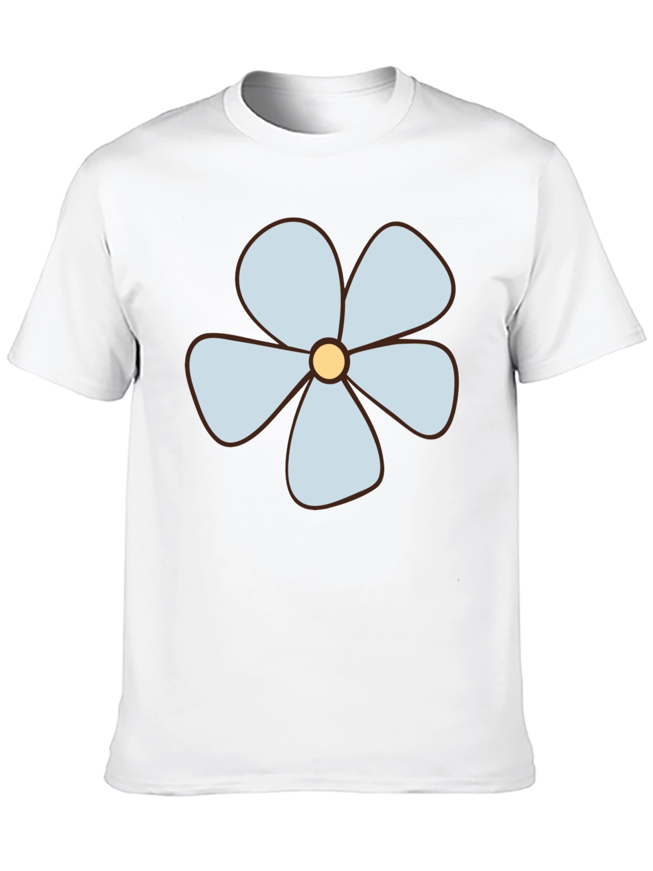 Black T-Shirt with Light Blue Flower Graphic