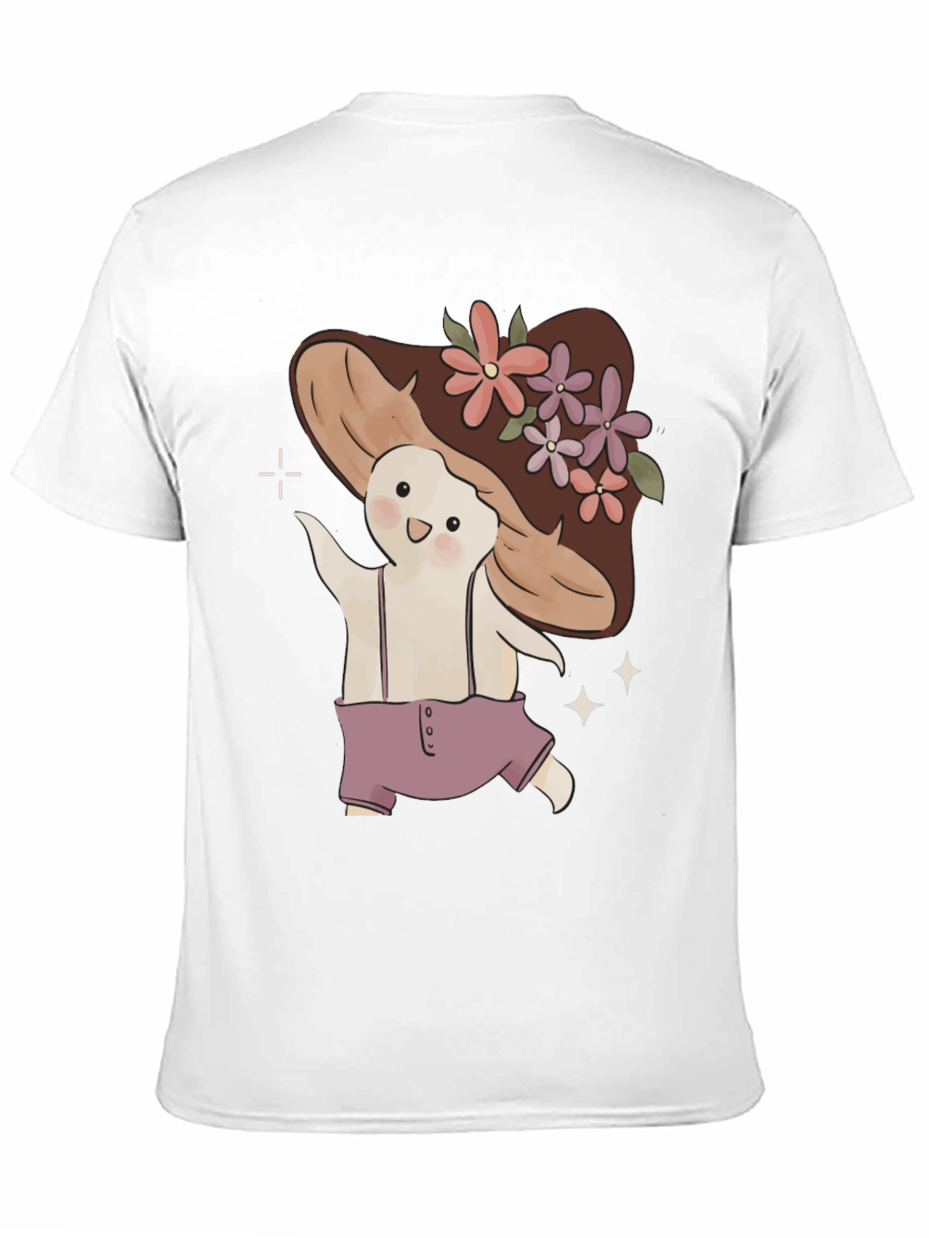 Mushroom Character Black T-Shirt