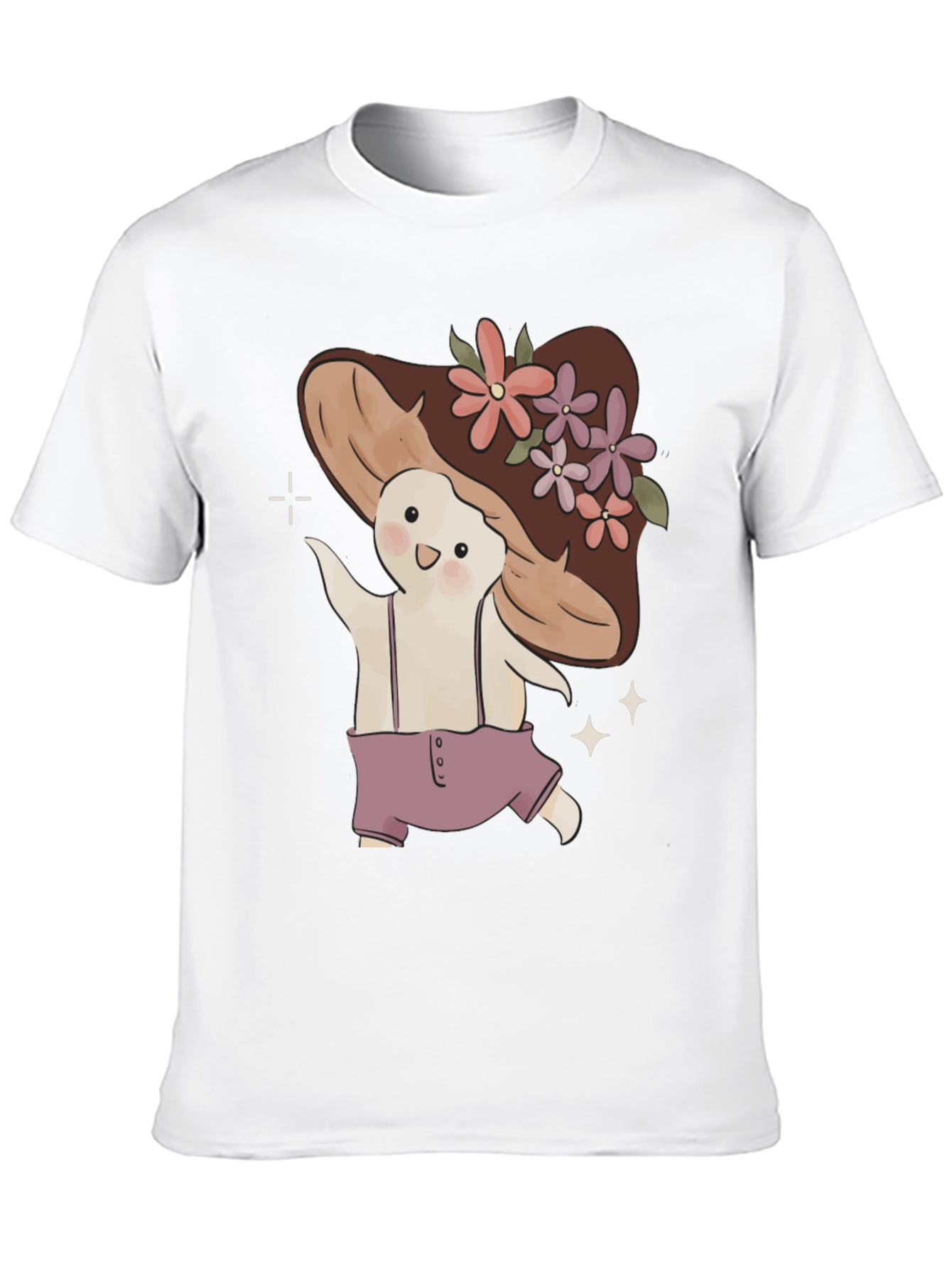 Mushroom Character Black T-Shirt