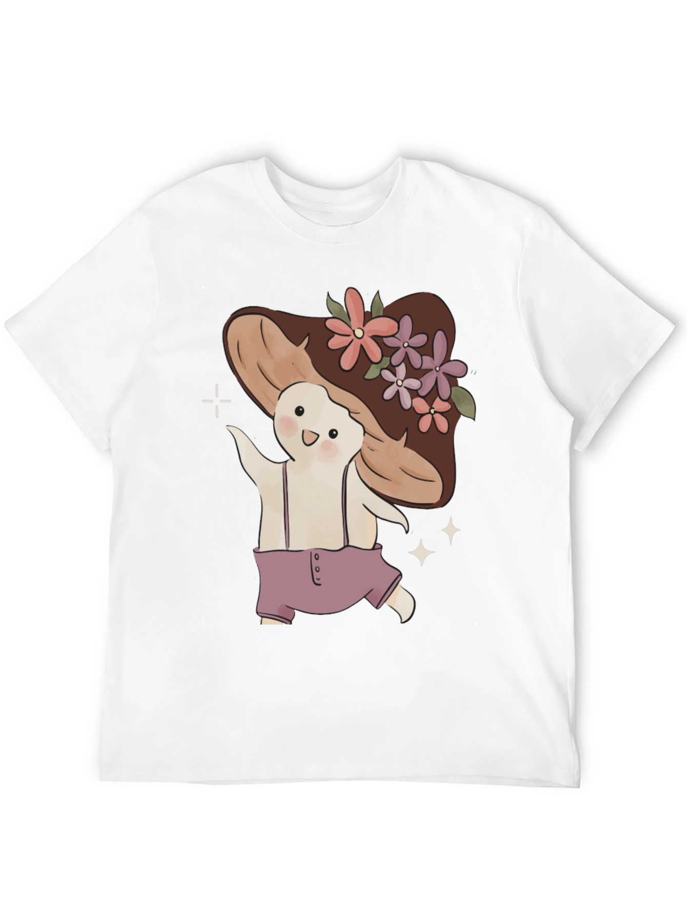 Mushroom Character Black T-Shirt