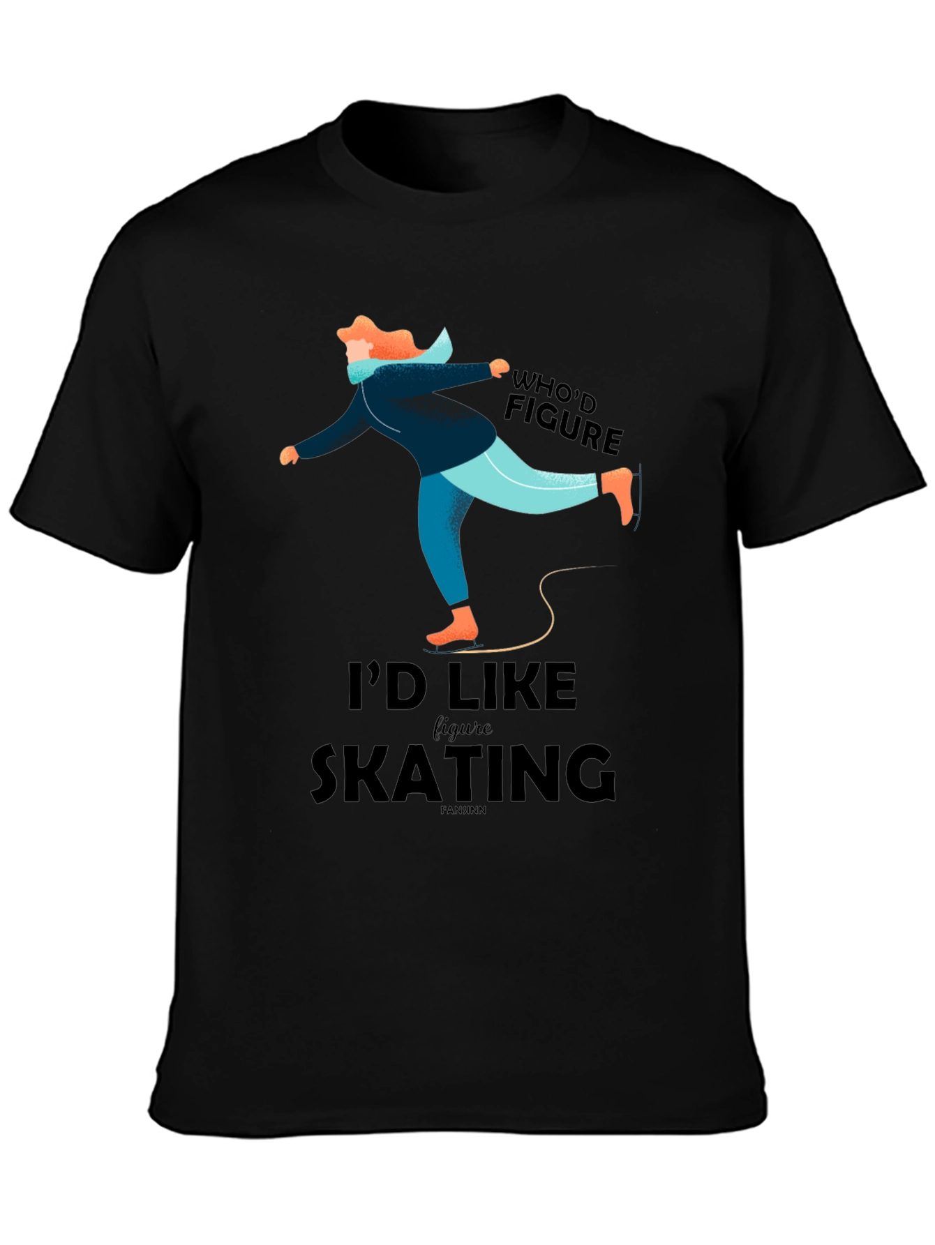 Figure Skating Graphic Tee - Black Casual T-Shirt