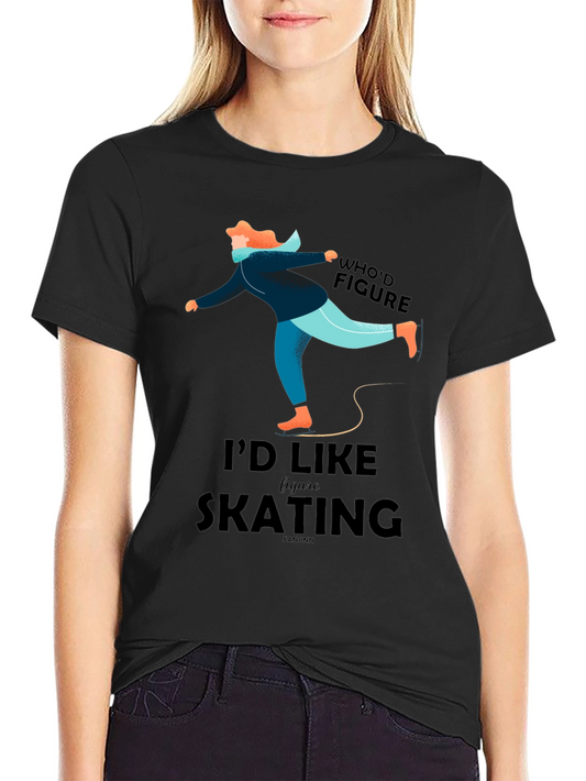 Figure Skating Graphic Tee - Black Casual T-Shirt