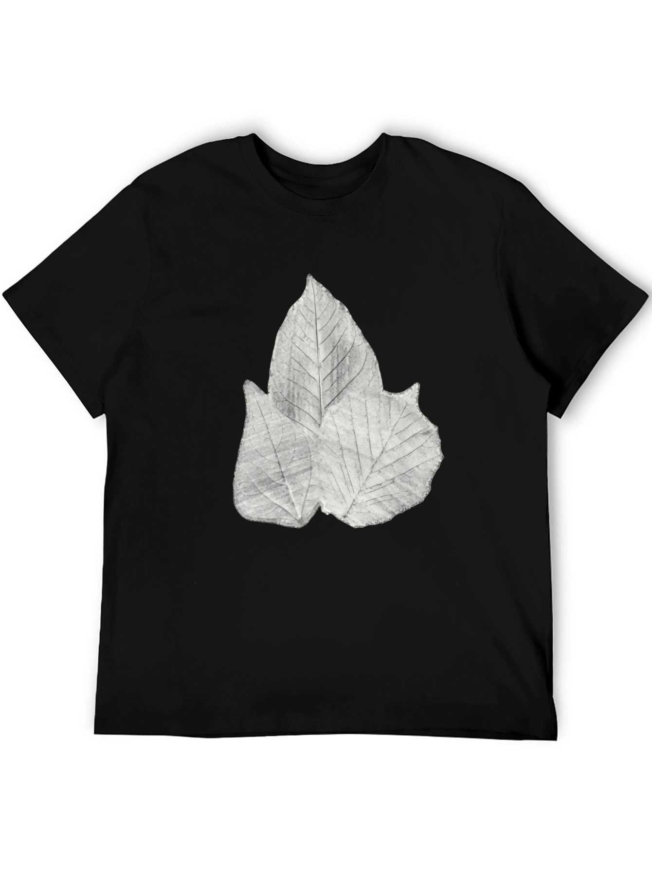 Leaf Print Black Tee - Botanical Style
