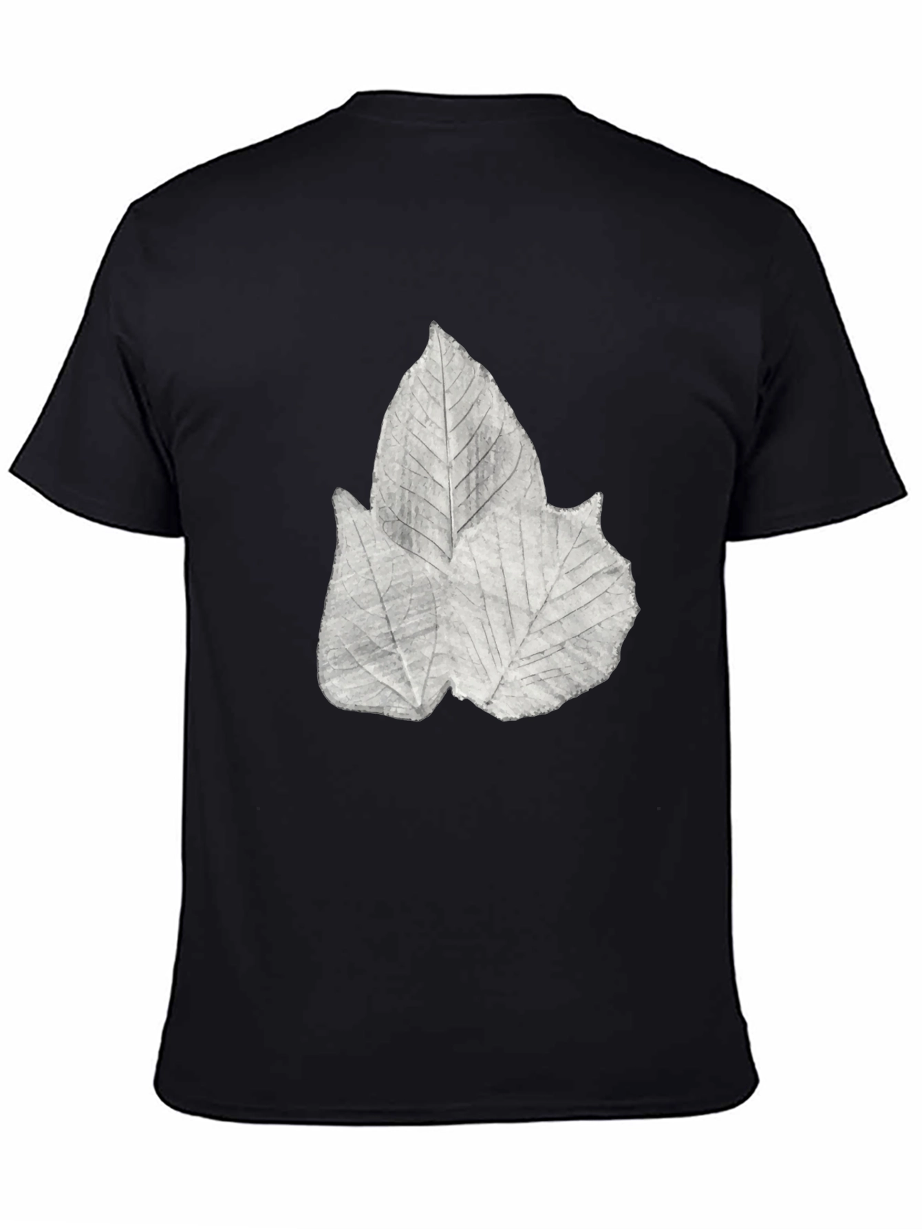 Leaf Print Black Tee - Botanical Style