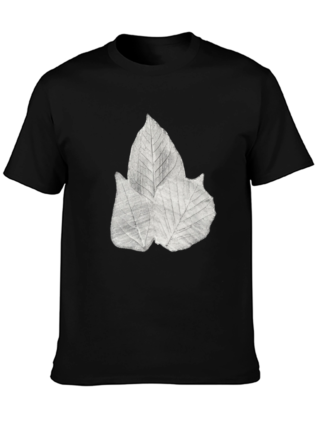 Leaf Print Black Tee - Botanical Style